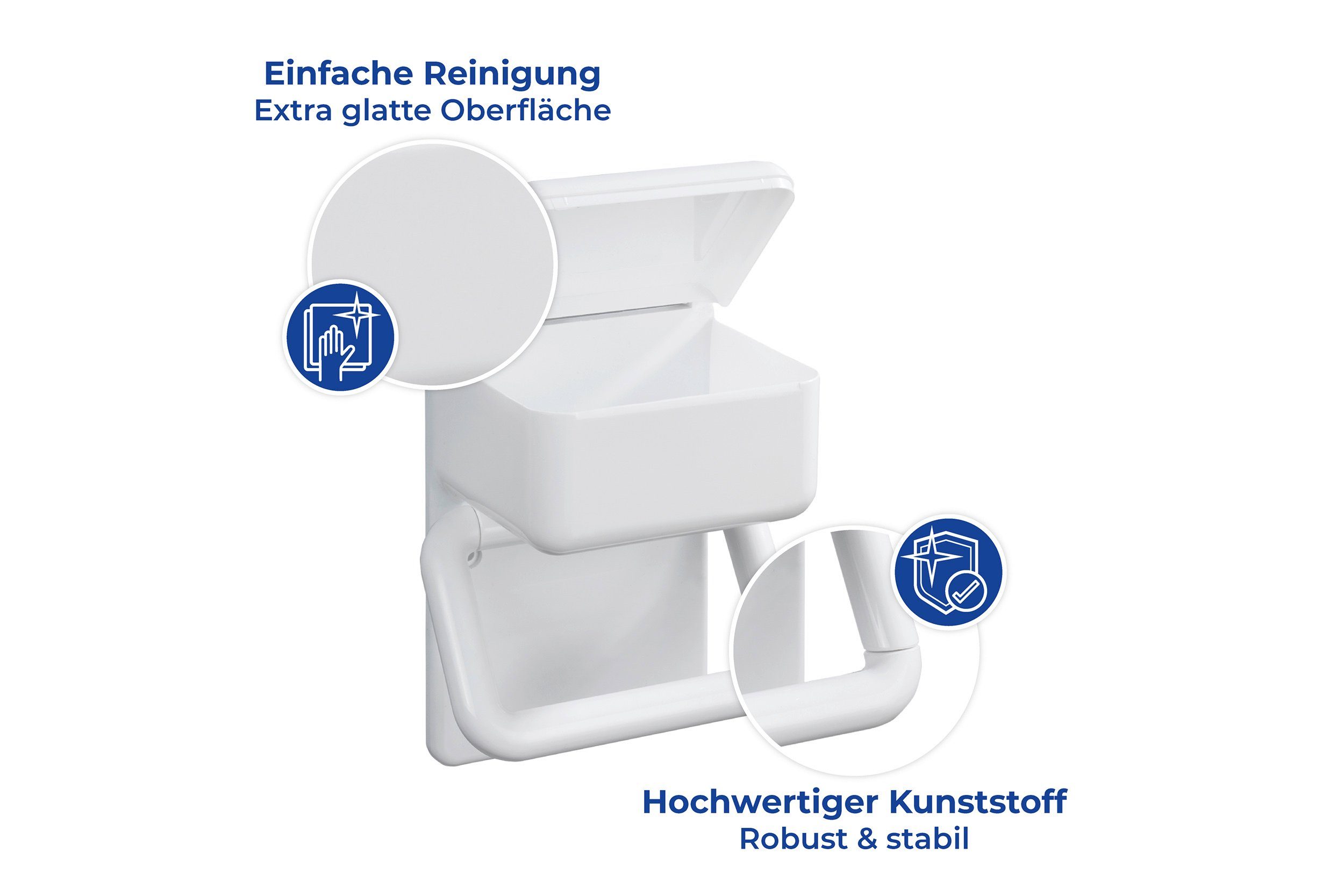 Maximex Toiletrolhouder 2 in 1 met planchet voor vochtige tissues