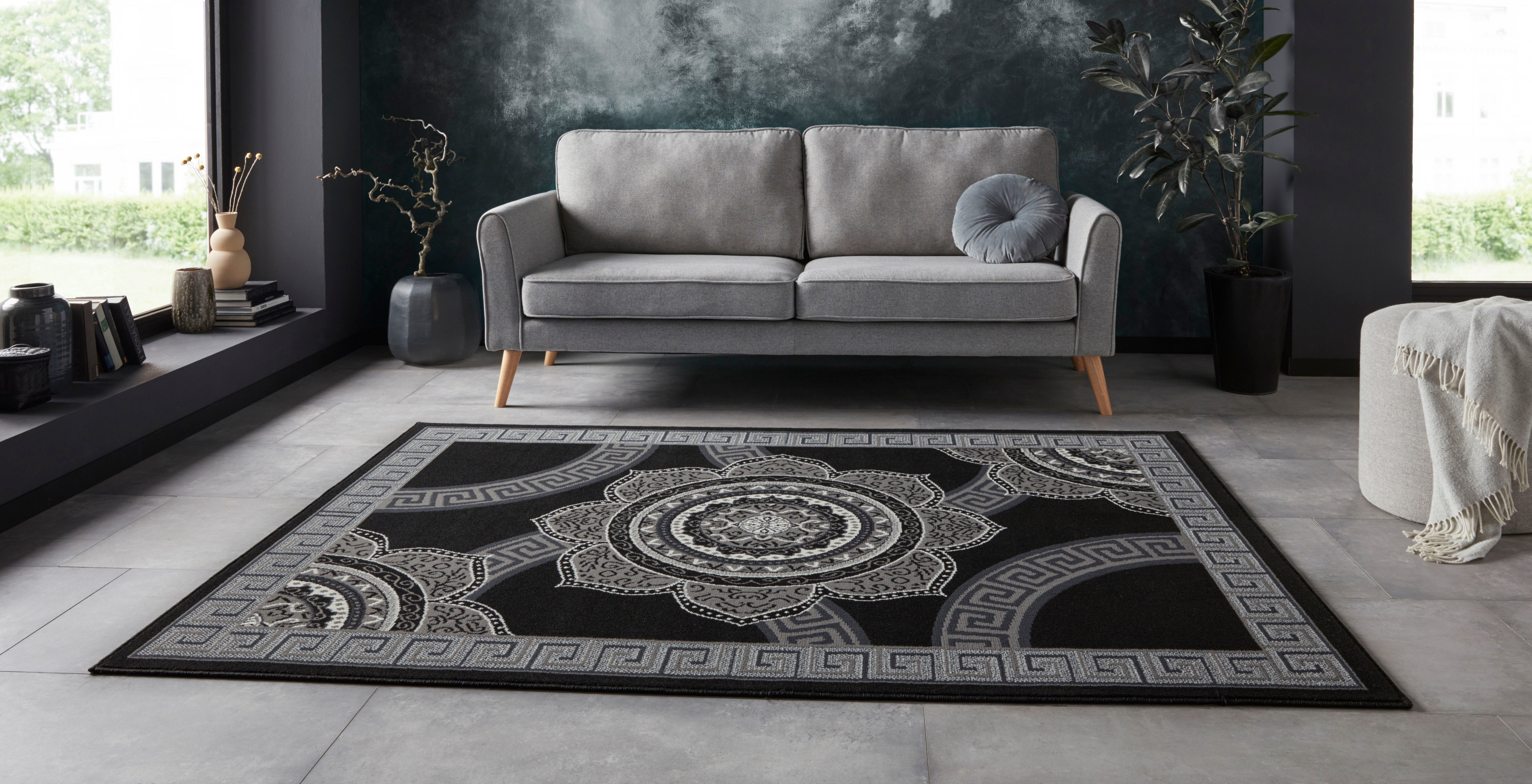 Home affaire Vloerkleed PIERS Korte pool, vintage-design, in bloemmotief, retrodesign, randdessin