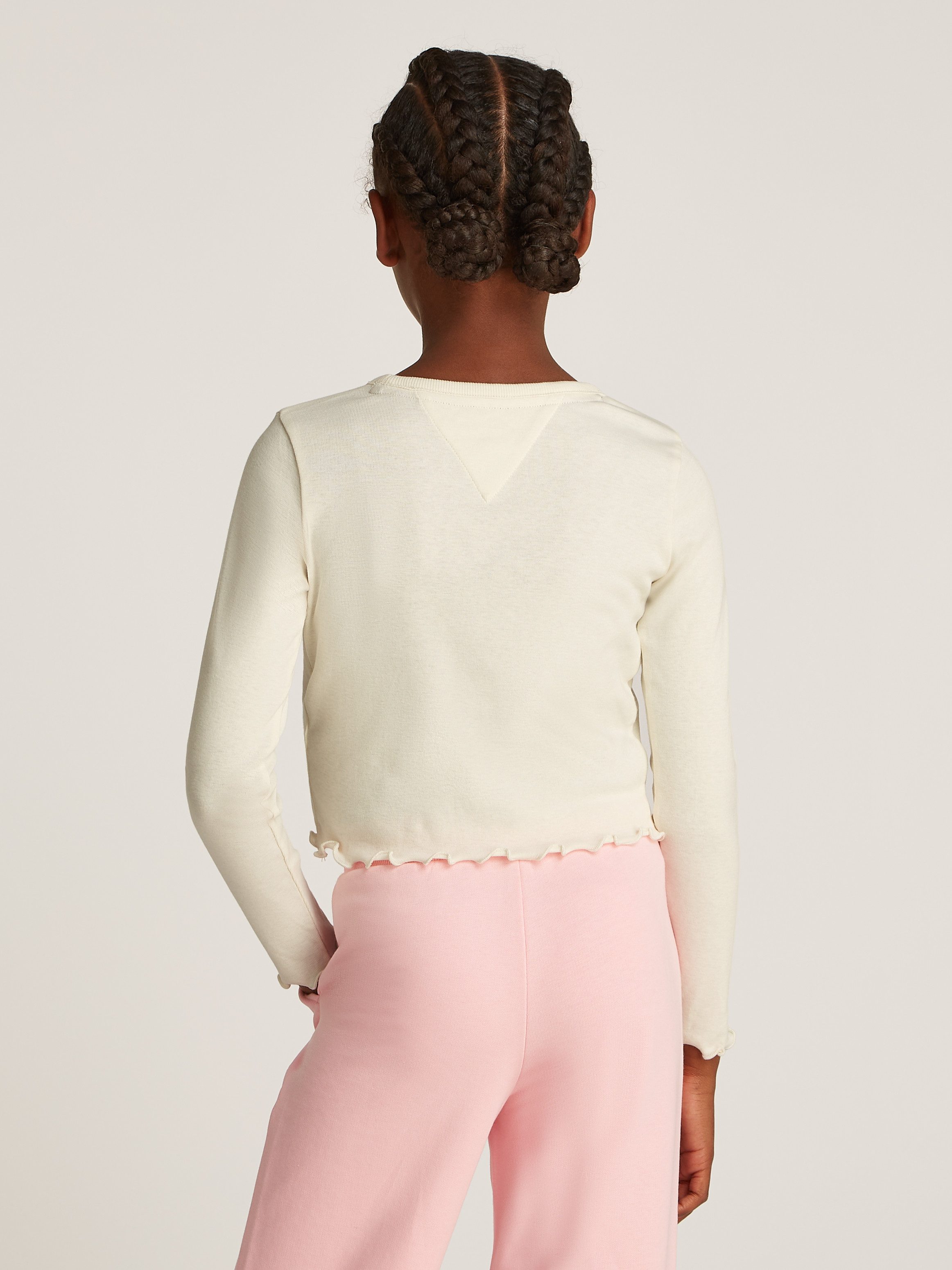 Tommy Hilfiger Shirt met lange mouwen SLUB KNIT TOP LS met golvende zoom