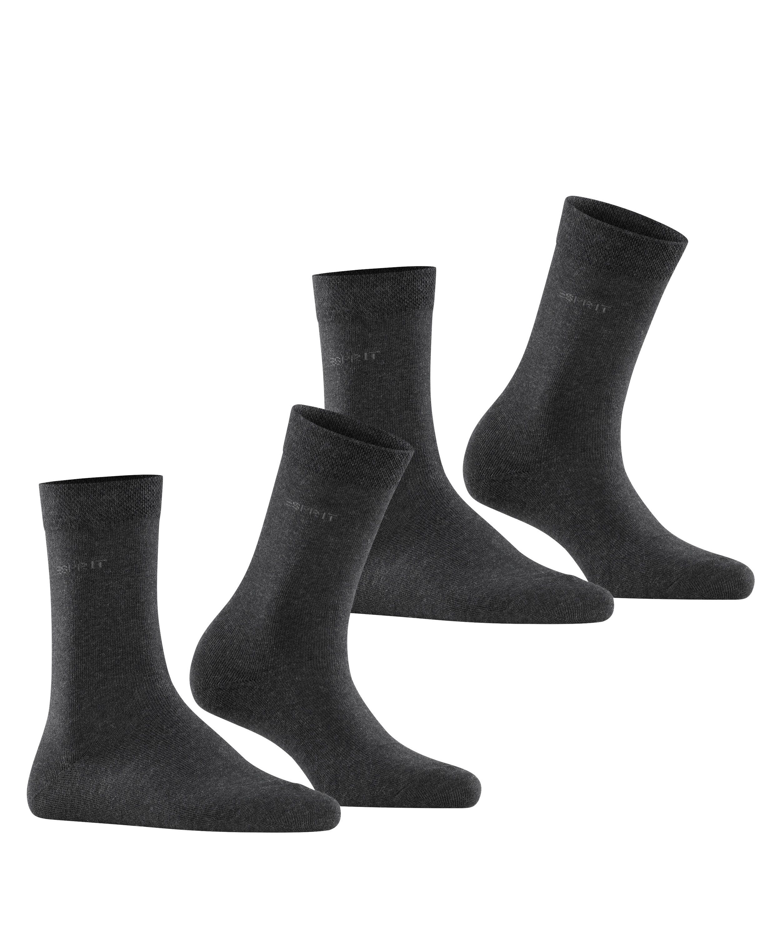 Esprit Sokken Basic Easy zonder insnijdende boord, basic sok, effen kousen (2 paar, Set van 2)