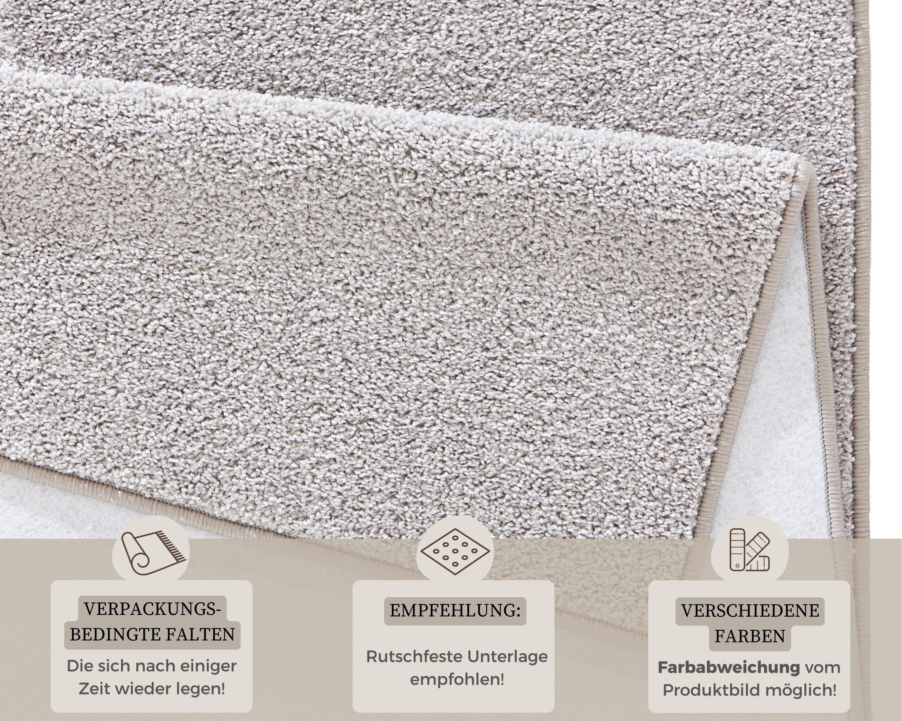 HANSE Home Vloerkleed Pure 100 korte pool Kortpolig, effen, omgezoomd, loper, woonkamer, kinderkamer, gang