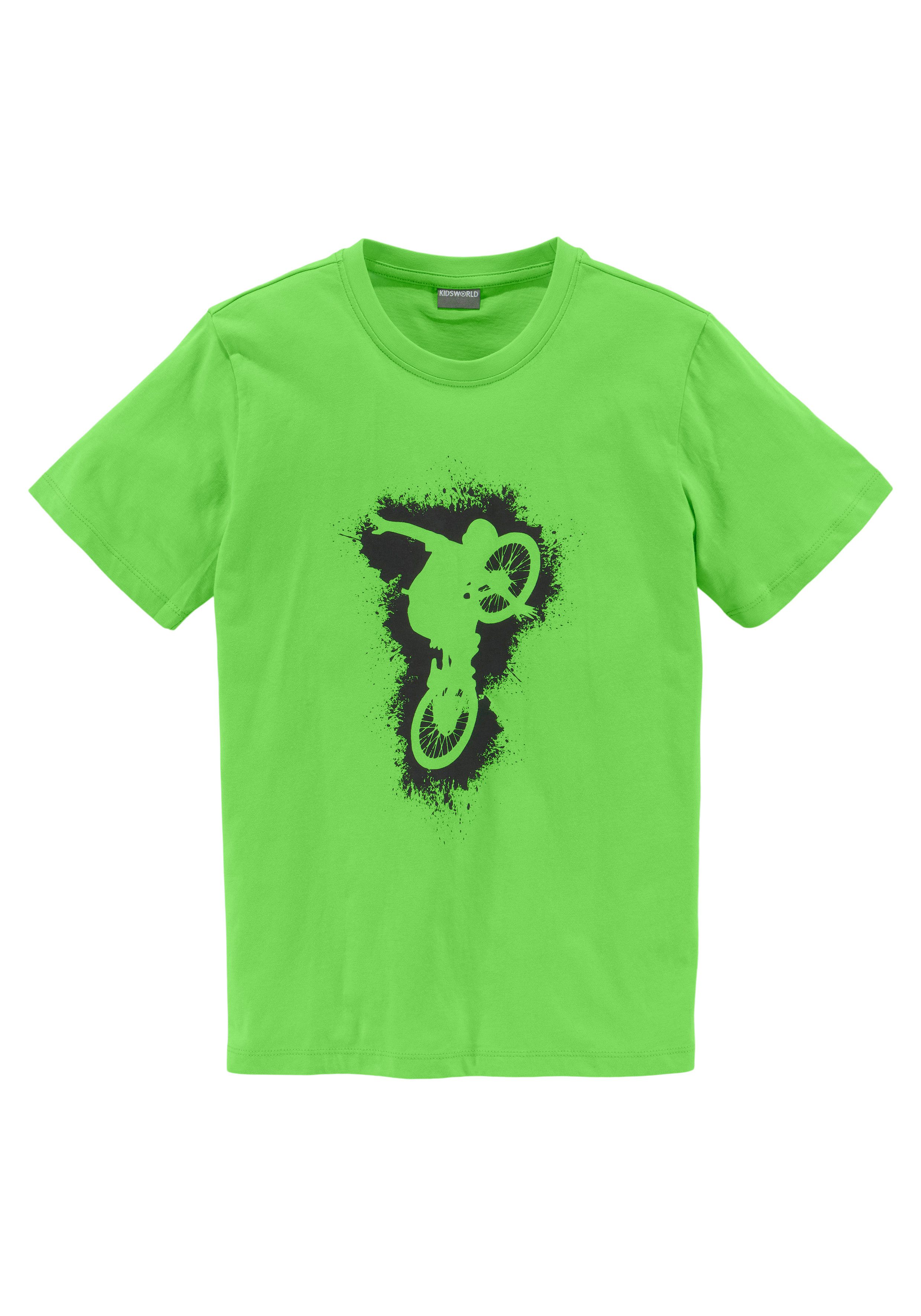 KIDSWORLD T-shirt Voor jongens Korte mouwen, basic pasvorm, met stijlvolle print, ronde hals