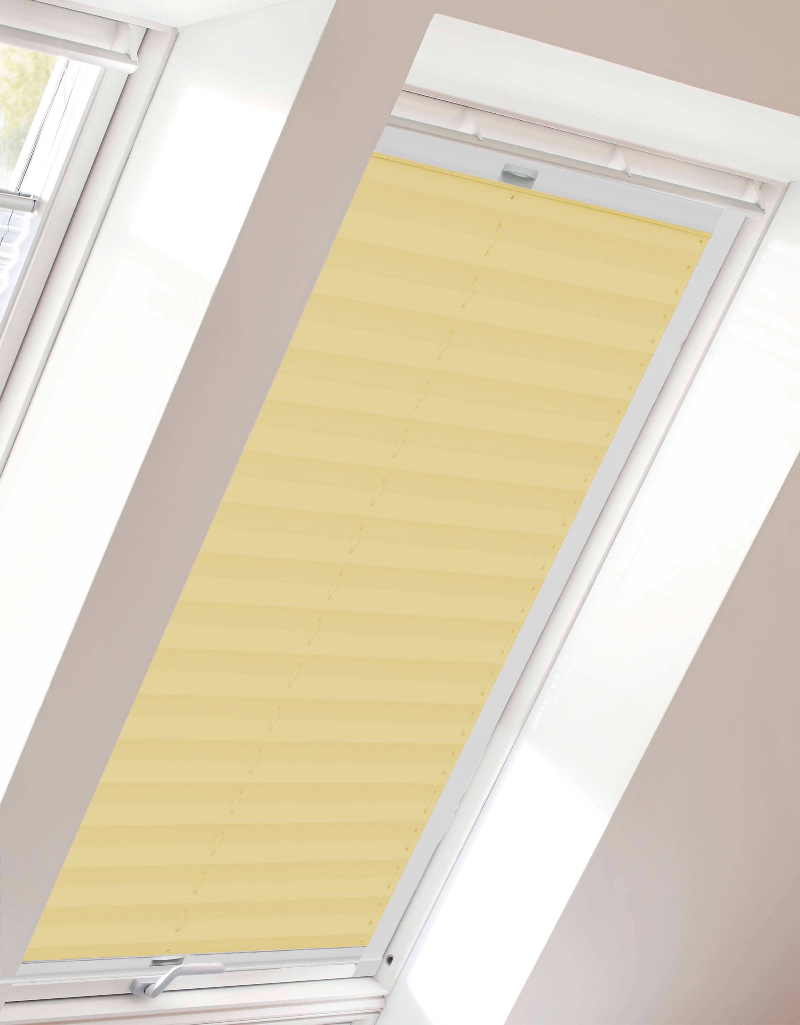 sunlines Plissé-vouwgordijn voor dakramen StartUp Style Crepe (1 stuk) plisségordijnen maat 97,3 cm x 99,5 cm geel