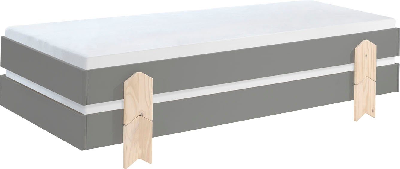 Vipack Kinderledikant Modulo Tienerbed, 1-persoons, stapelbed met poten in pijl-look