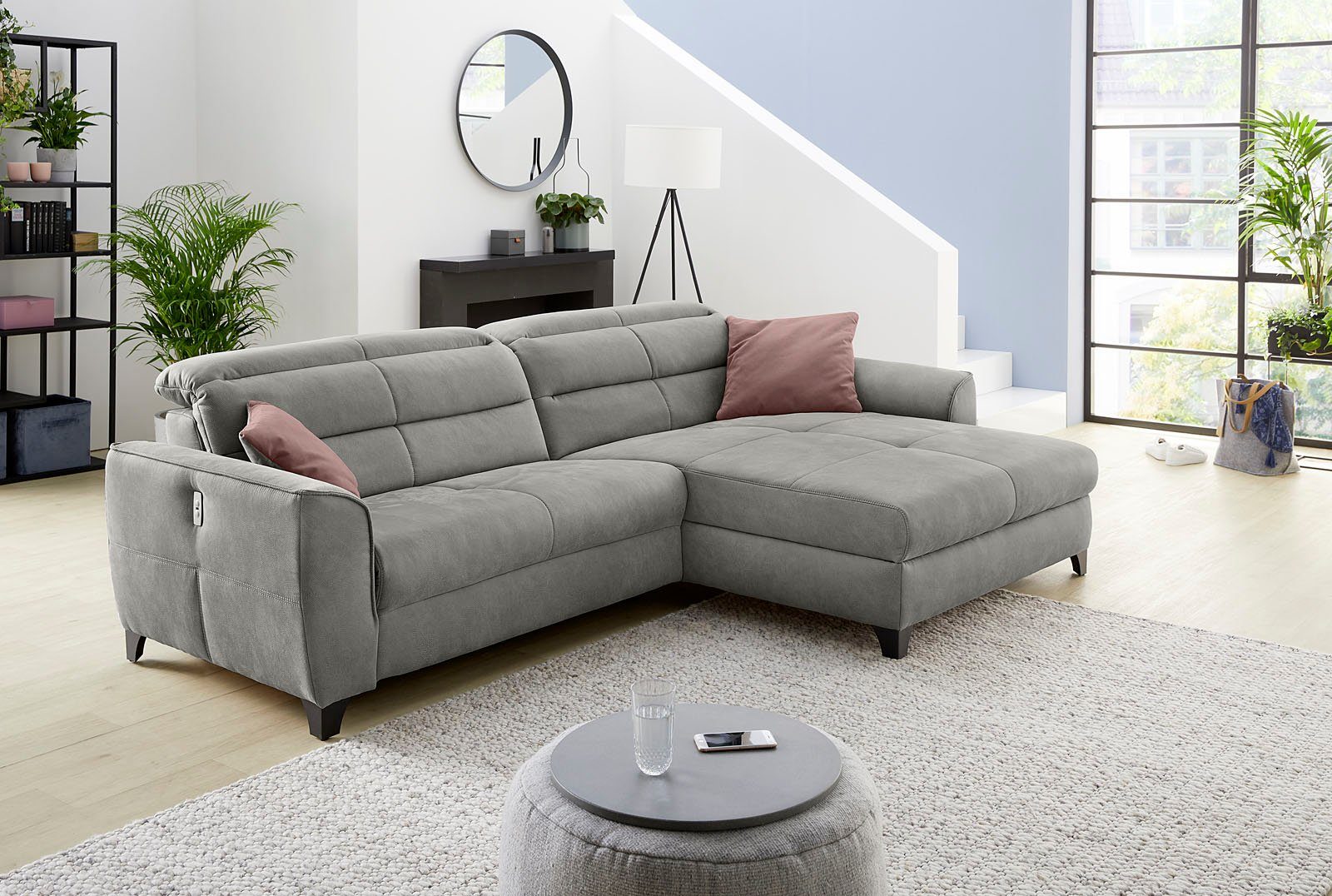 Jockenhöfer Gruppe Hoekbank Double One L-vorm met 2 x 120 cm brede, elektrisch verstelbare relaxfuncties