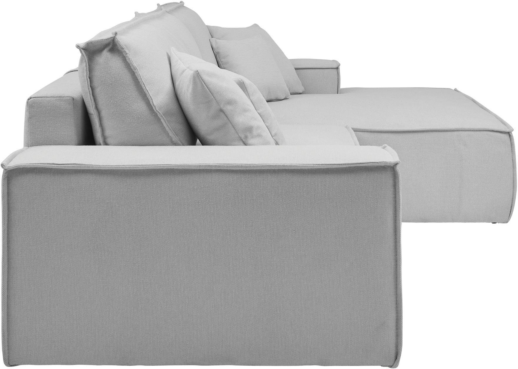 andas Hoekbank Finnley slaapbank 267 cm in Bouclé, fijne structuur en cord, L-vorm