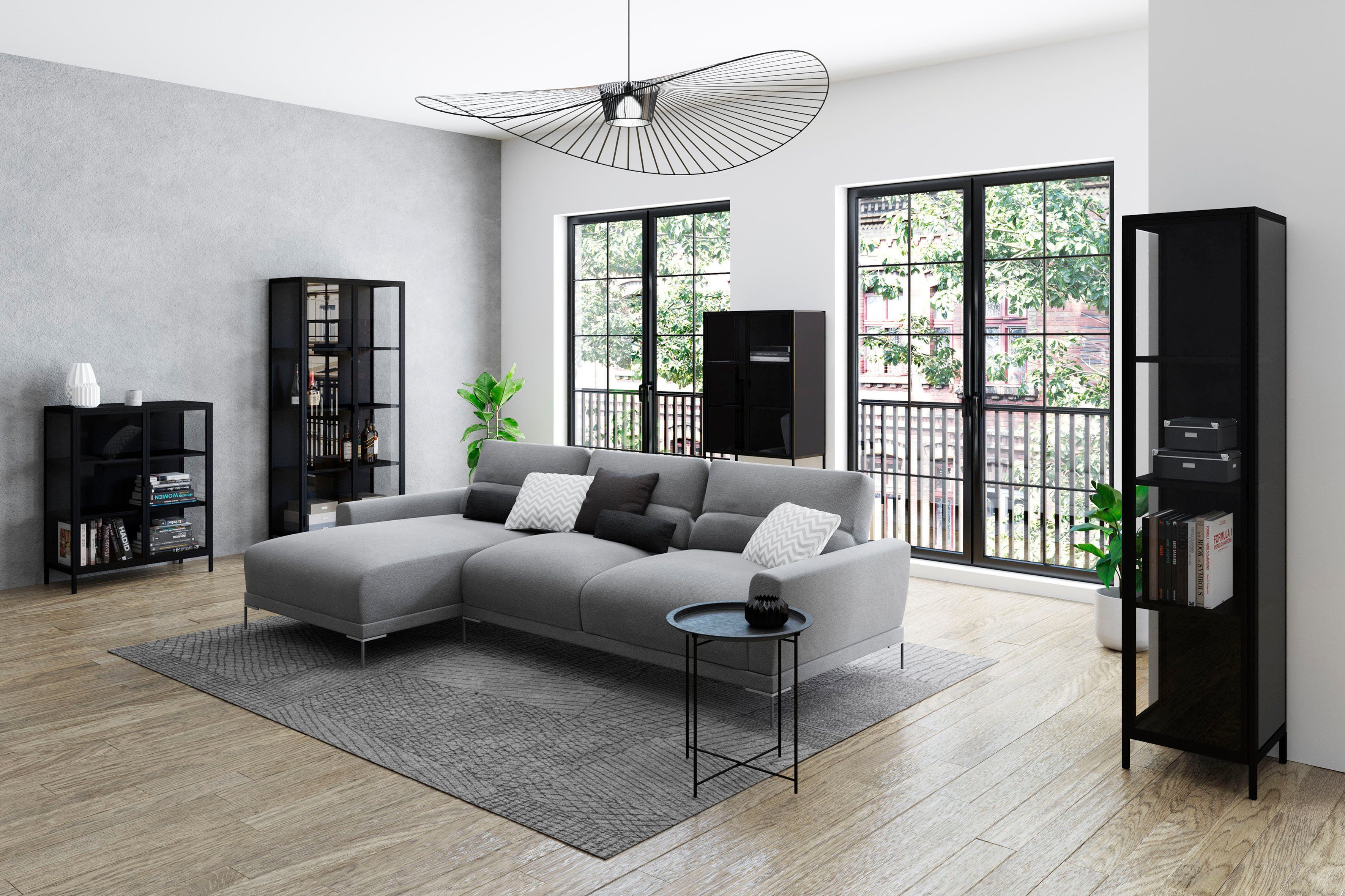 Homexperts Vitrinekast Classic designachtige hoge ladekast met glasdeuren