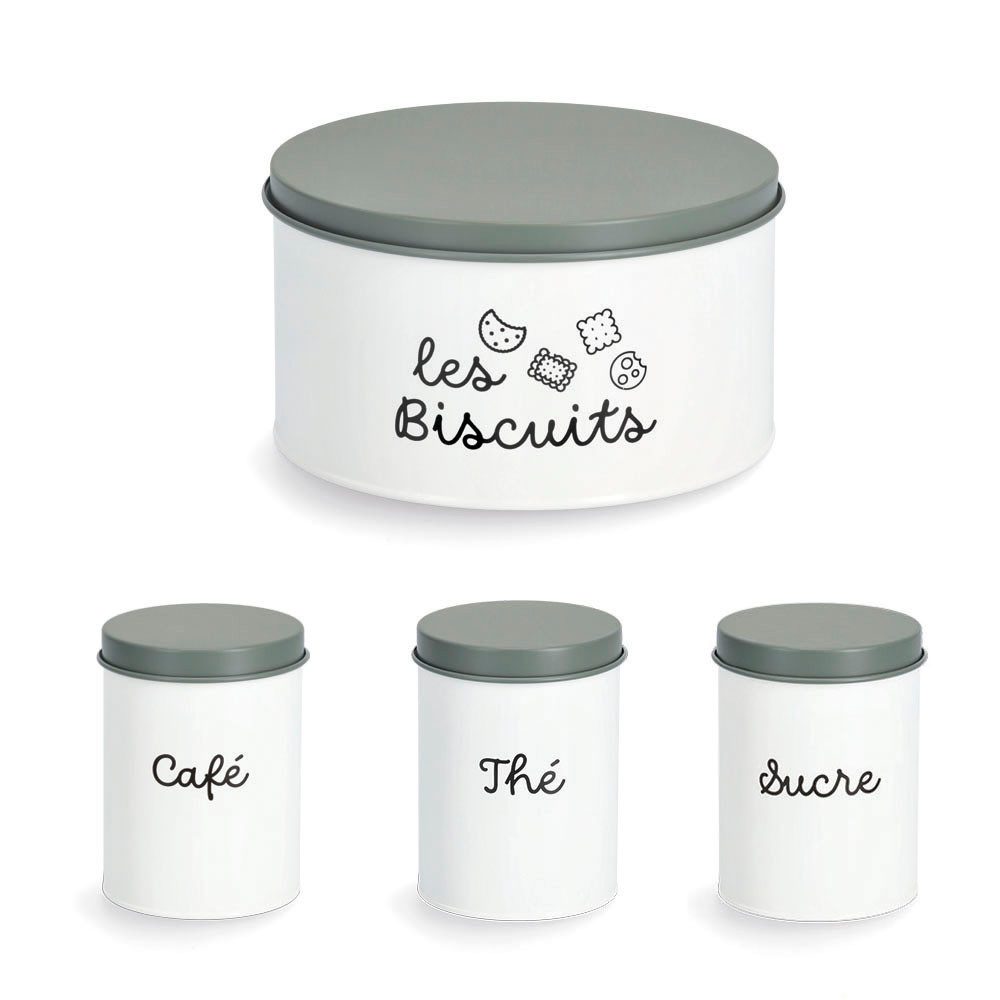 Zeller Present Voorraadbus French 3 x 1300 ml, 1 x 3000 ml (set, 4-delig) voedsel bewaardozen wit