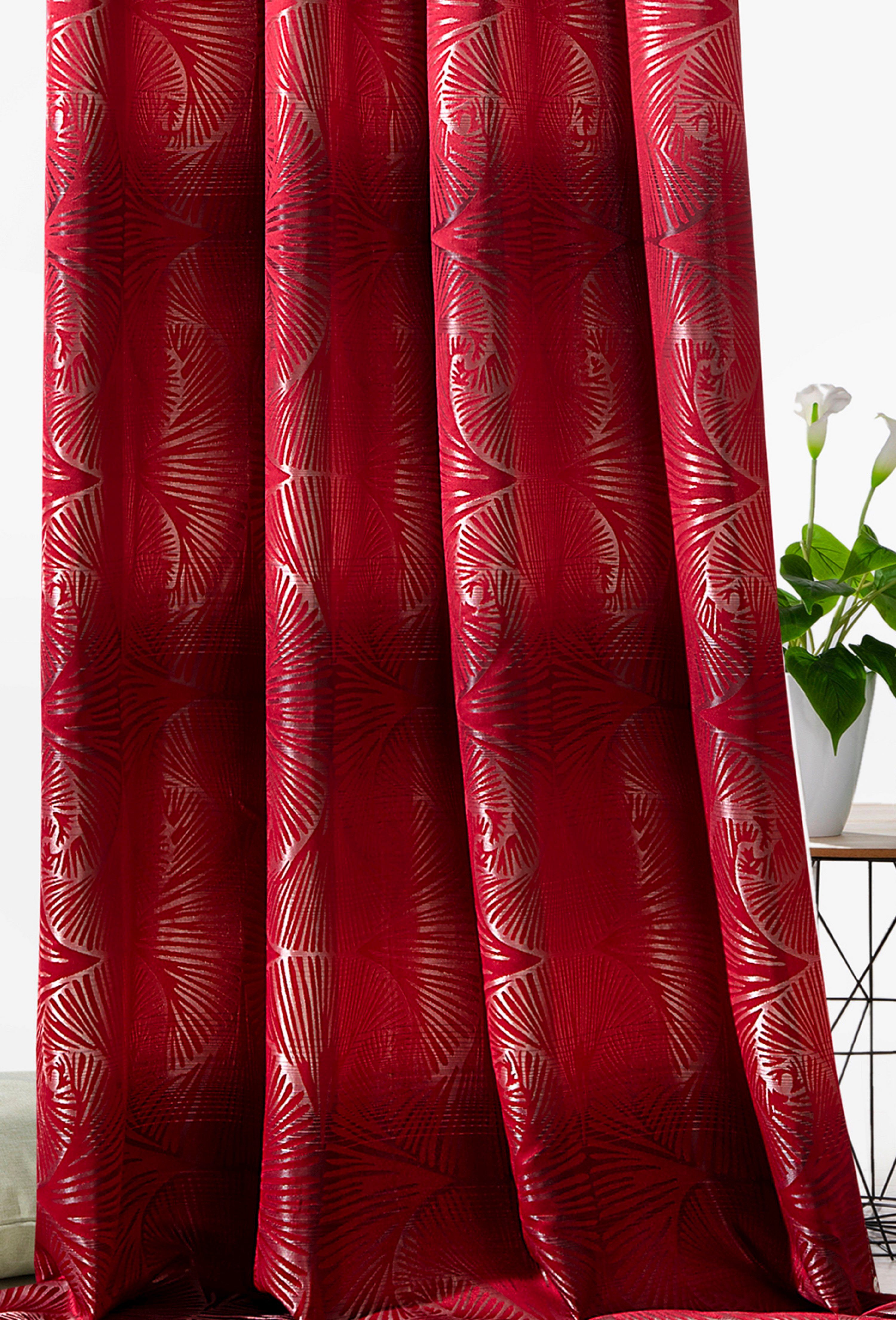 Weckbrodt Gordijn Gingko Jacquard met Ginkgo-motief, ogen, ondoorzichtig, gordijn, store (1 stuk)