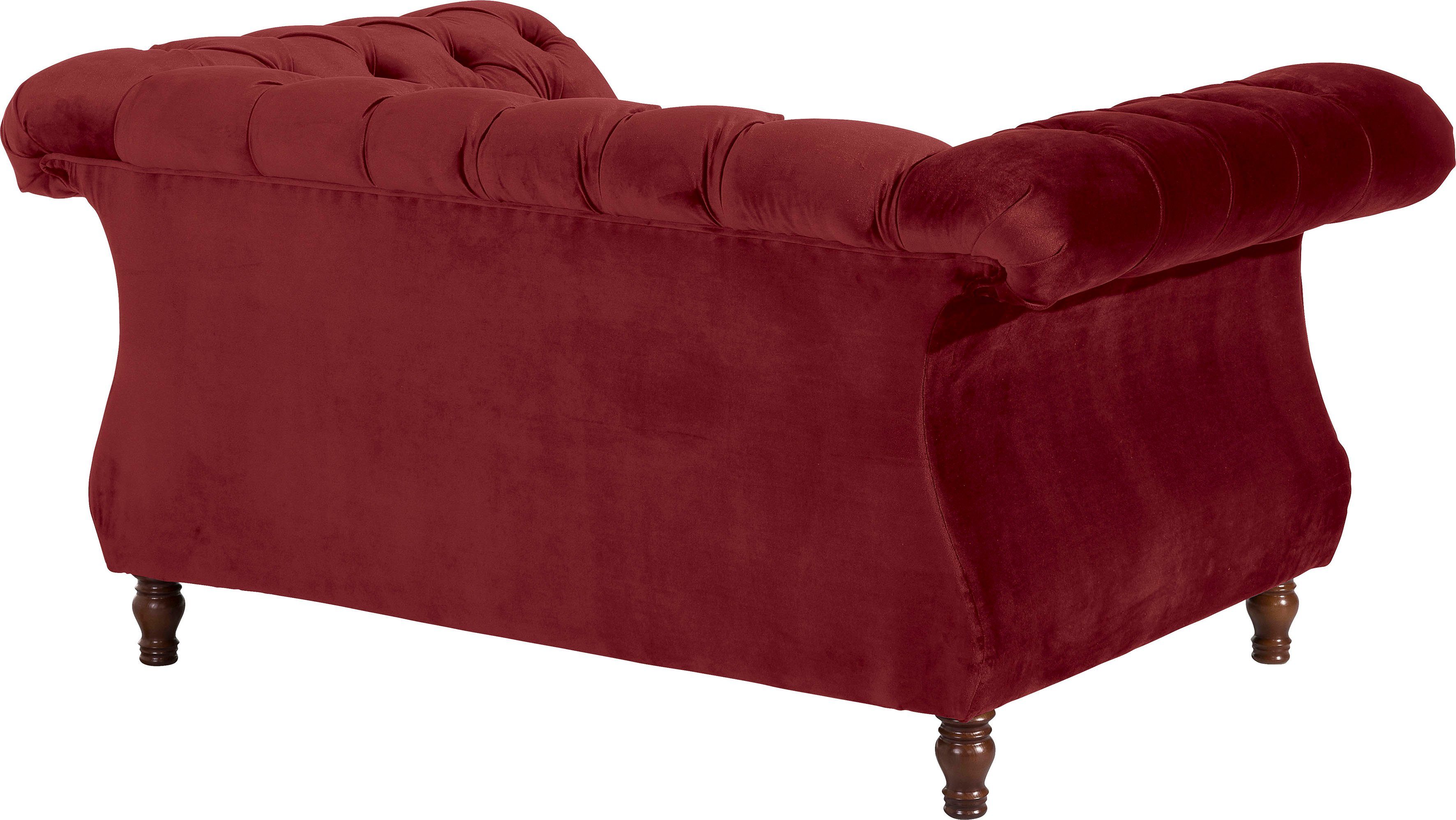 Max Winzer® Loveseat Isabelle, loungestoel Capitonnage & gedraaide poten in beuken notenkleur, breedte 167 cm
