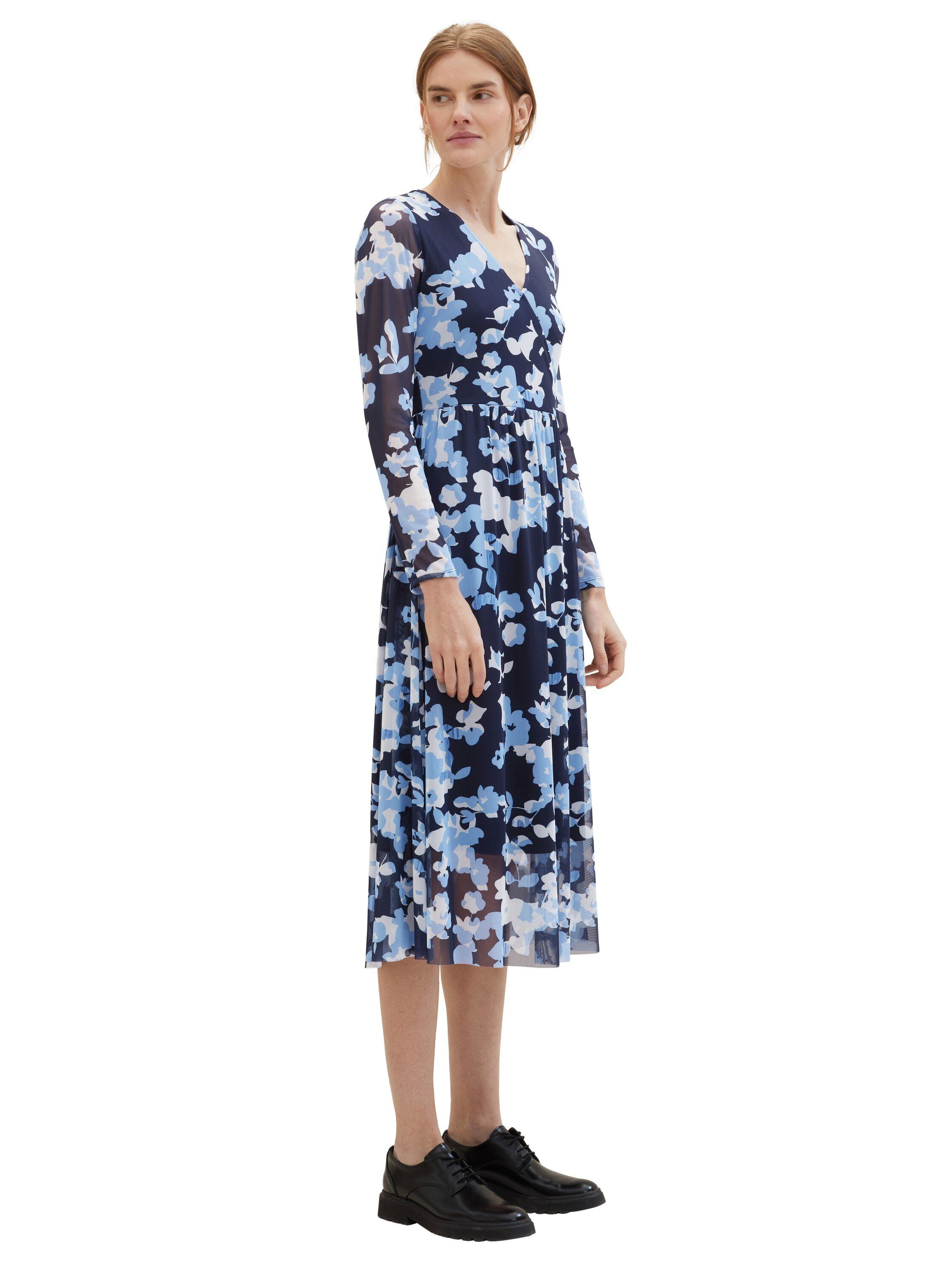 Tom Tailor Midi-jurk met bloempatroon en v-halslijn