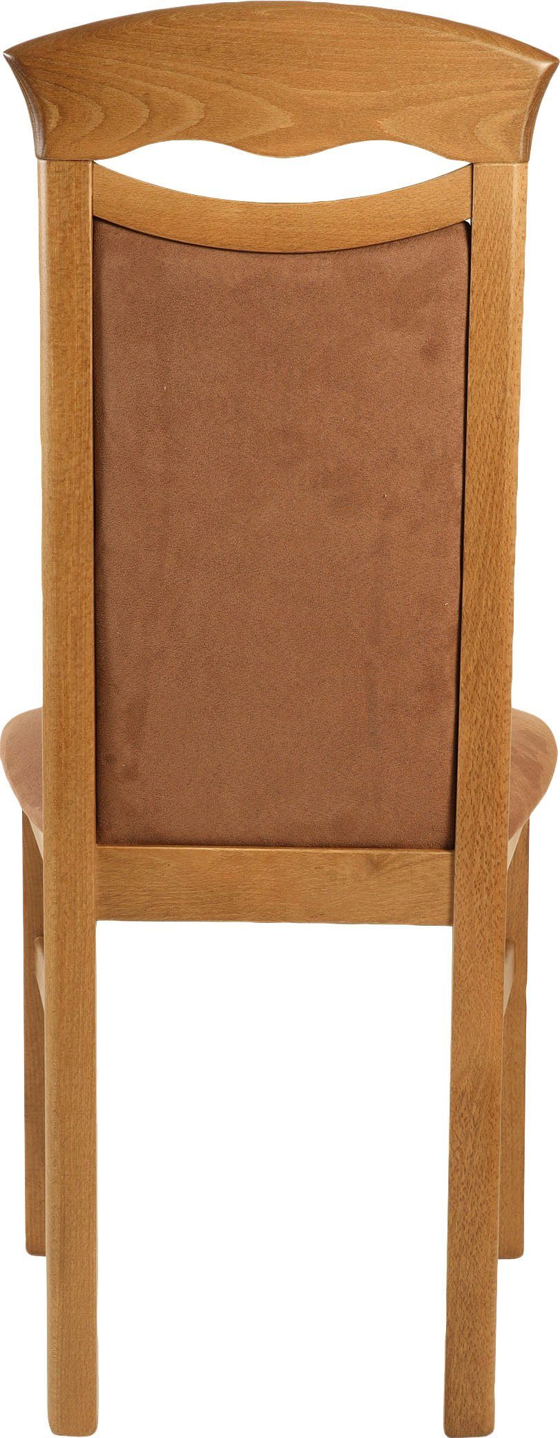 Home affaire Eetkamerstoel Franz slijtvast microvezel, onderstel beuken naturel of wit, houten stoel (set, 2 stuks)
