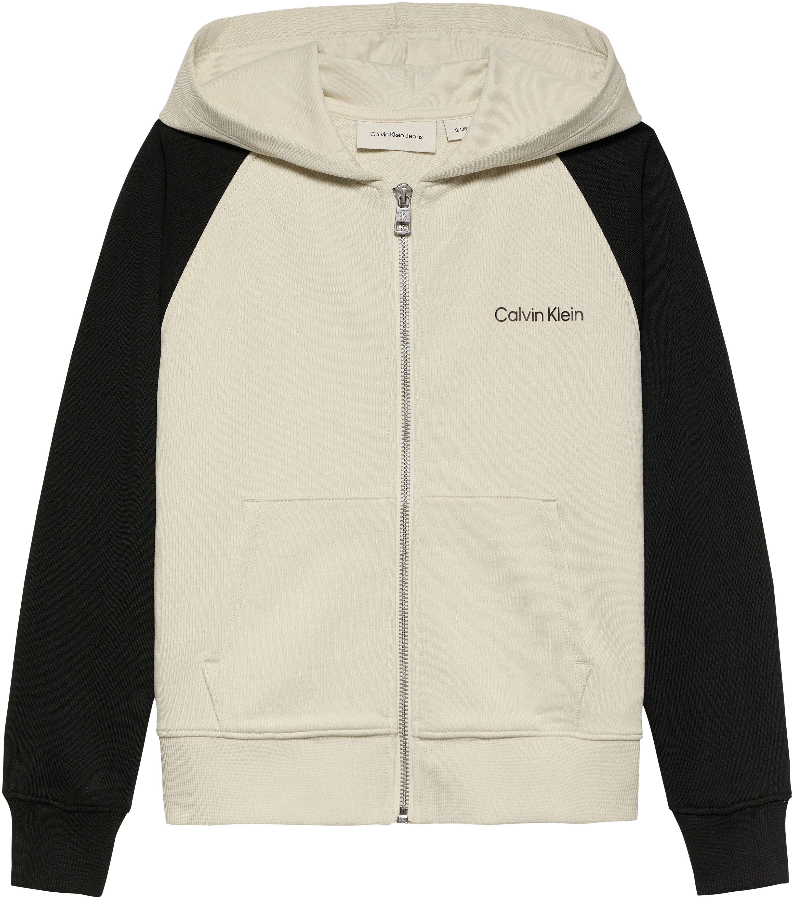 Calvin Klein Sweatvest COLOR BLOCK ZIP-THROUGH voor kinderen tot 16 jaar met logo-opdruk