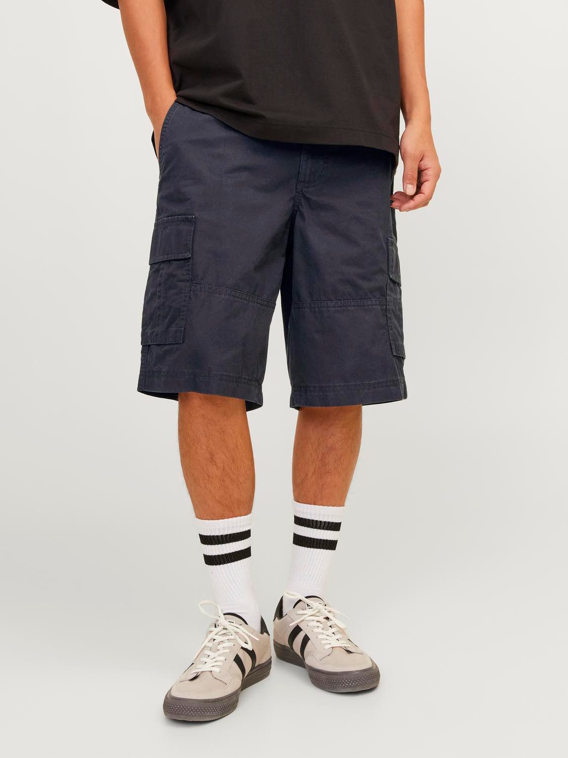 JACK & JONES PANTS STUDIO loose fit cargo short JPSTCOLE asphalt