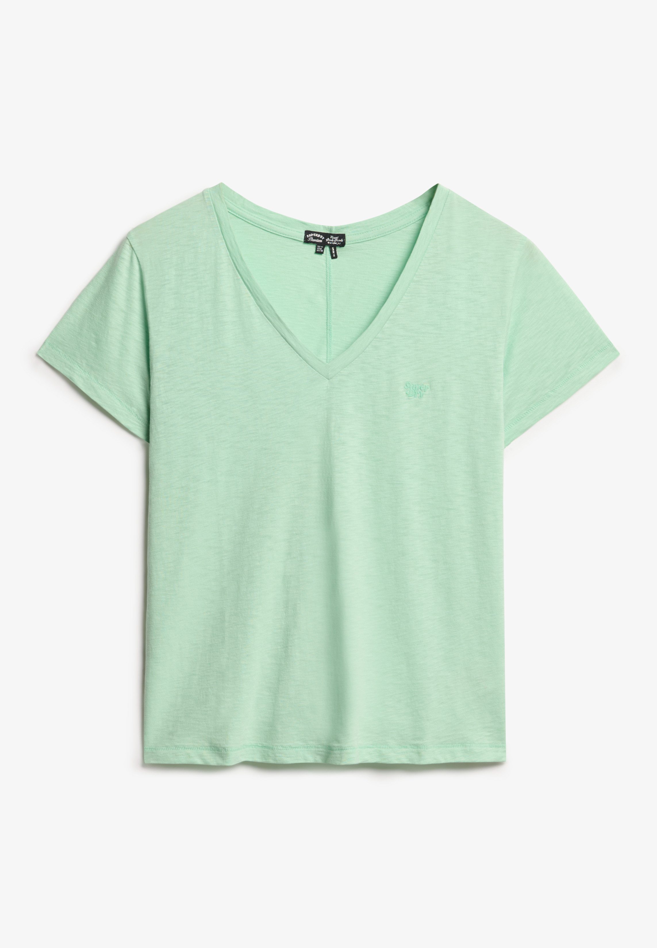 Superdry Shirt met V-hals STUDIOS SLUB EMB VEE TEE gestructureerd t-shirt met v-hals en borduursel