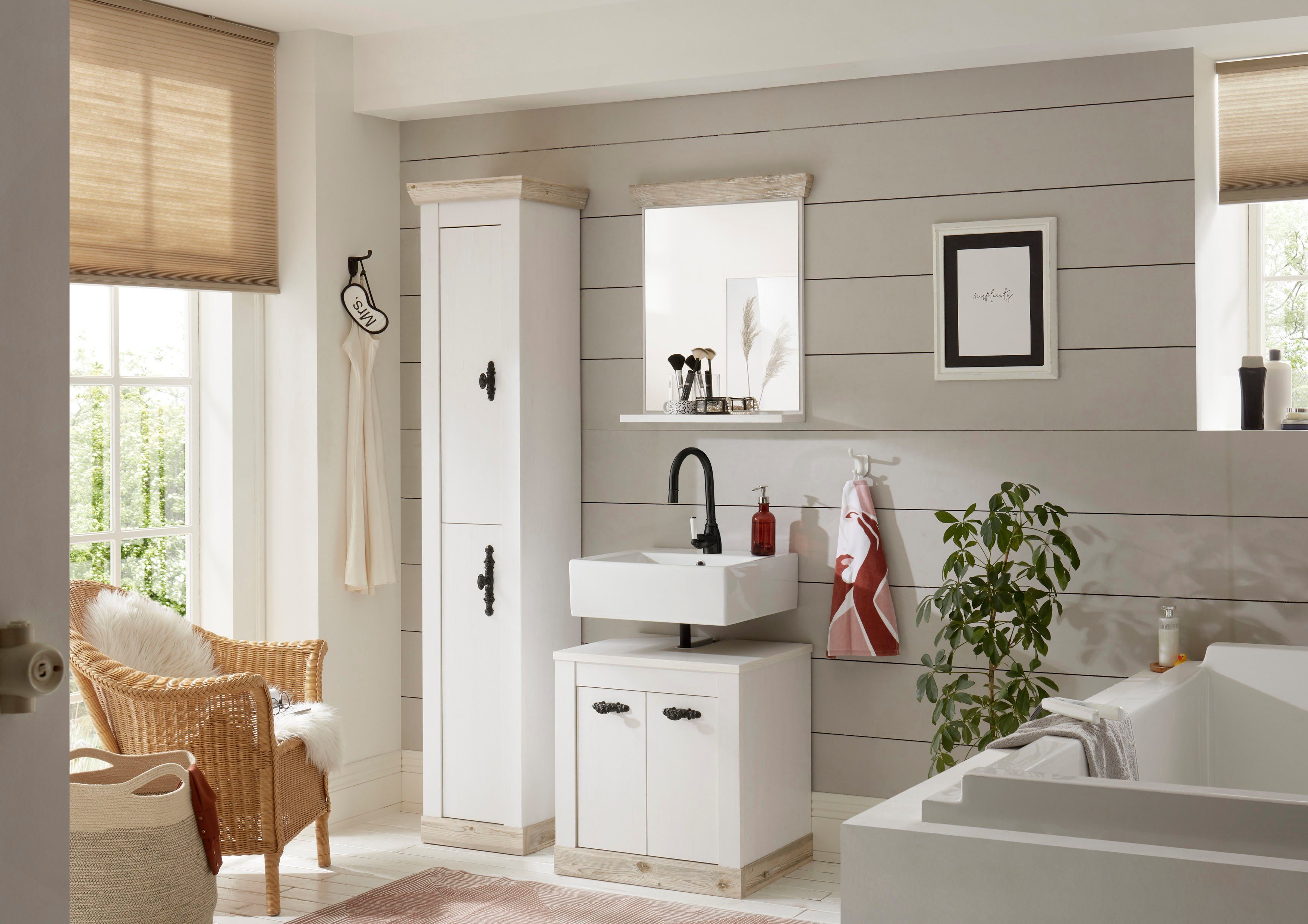 Home affaire Badkamerserie Florenz, badkamer in landhuisstijl, 3-delig badkamer (3-delig)