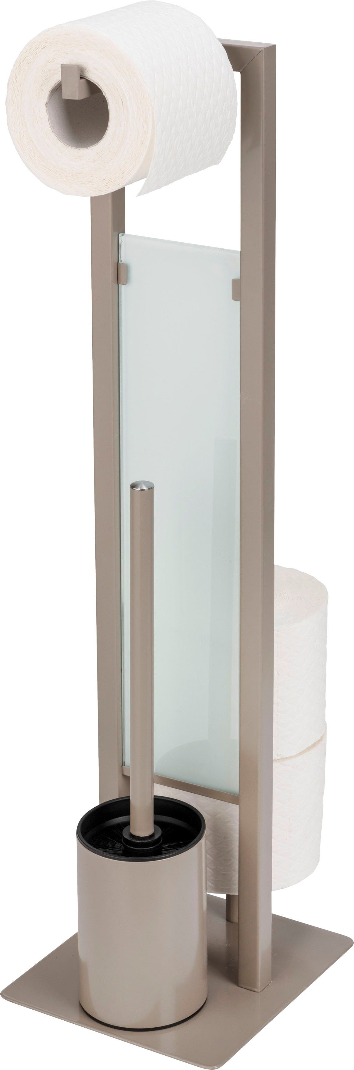 WENKO Toiletset Rivalta taupe, plaat van veiligheidsglas