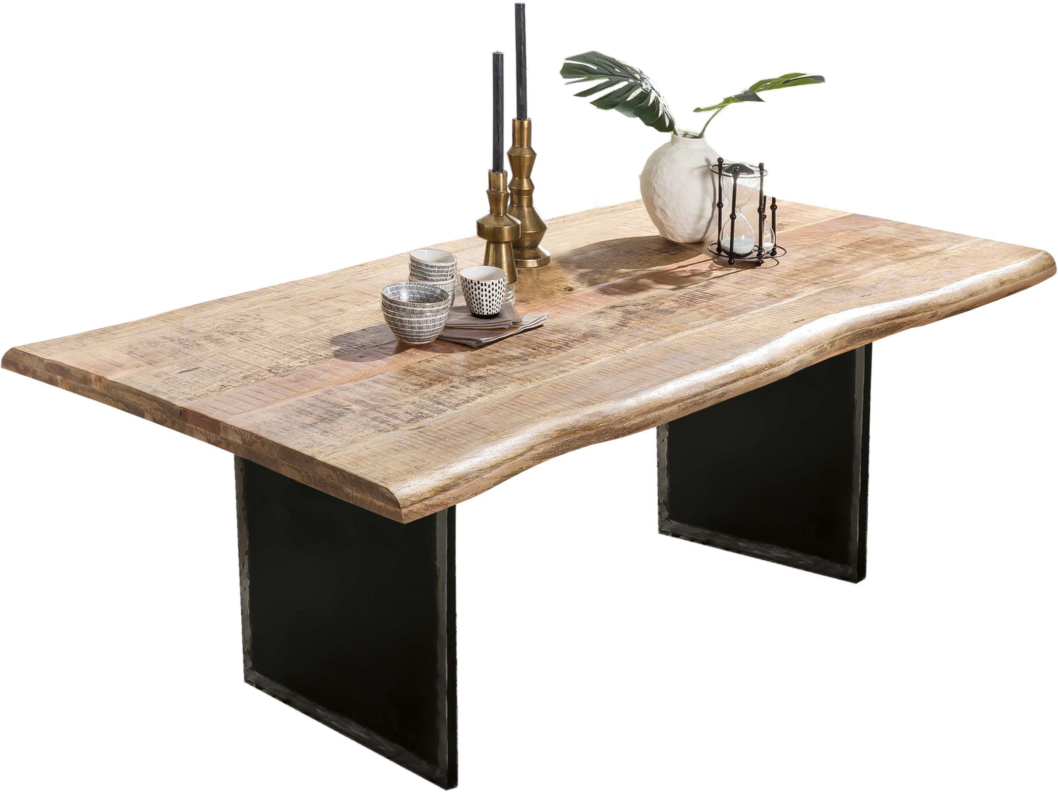 INOSIGN Tafel met hout met boomrand alsof gegroeid (1 stuk) rechthoekige tafels maat 180 cm x 77,6 cm x 90 cm beige