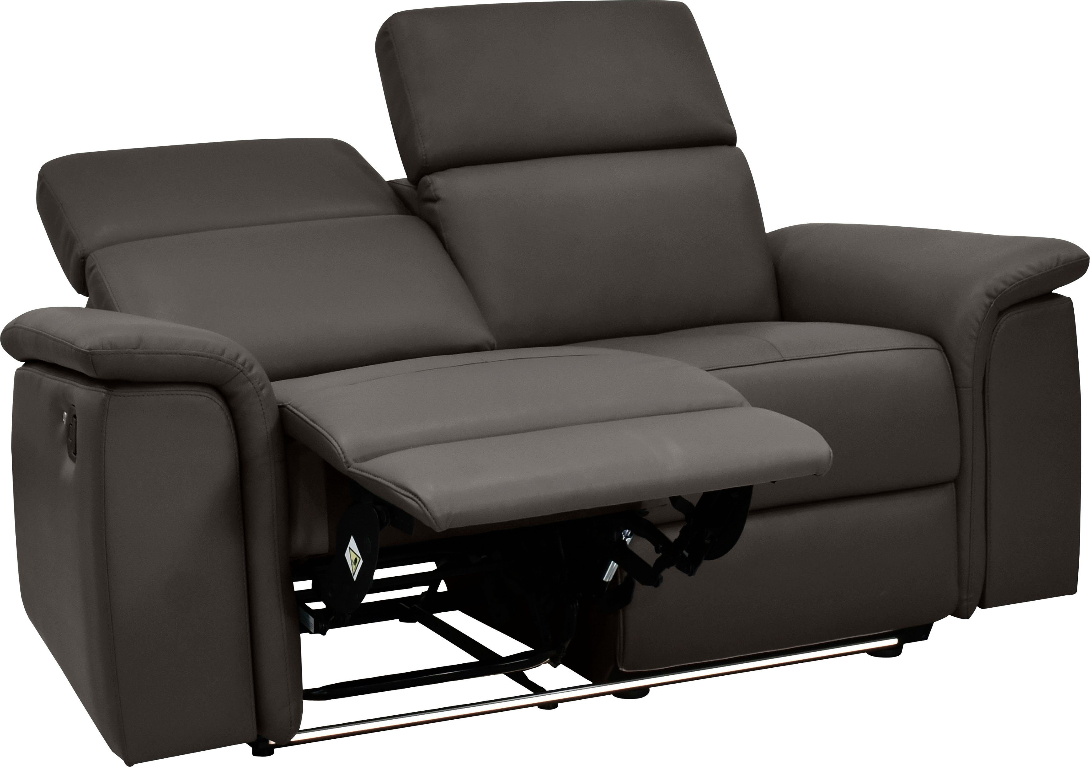 Places of Style 2-zitsbank Pareli 172 cm, handmatige en elektrische relaxfunctie USB, hoofdsteunverstelling, LED, in echt leer, kunstleer, web