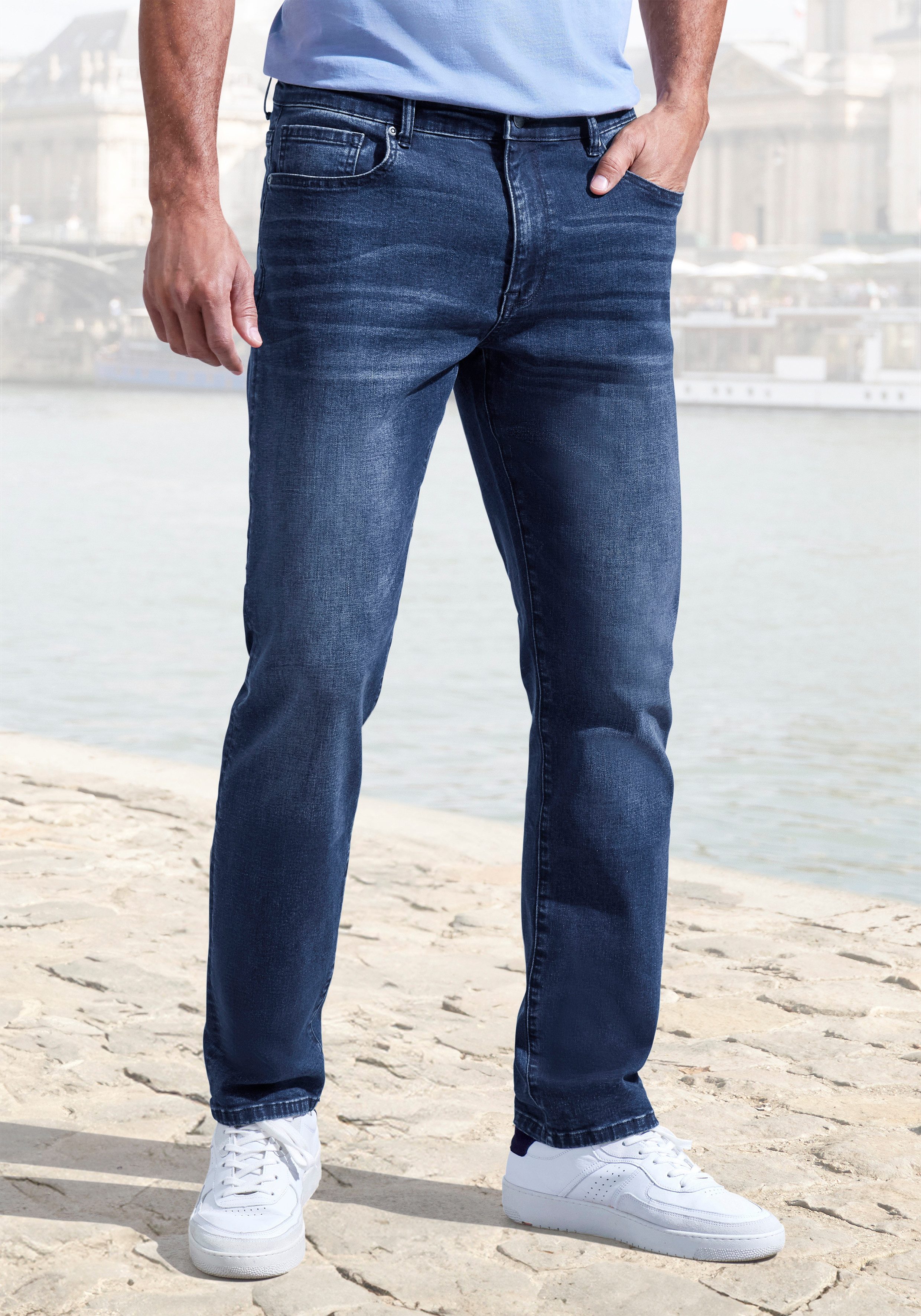 John Devin 5-pocket jeans Straight-fit Jeans in elastische denimkwaliteit