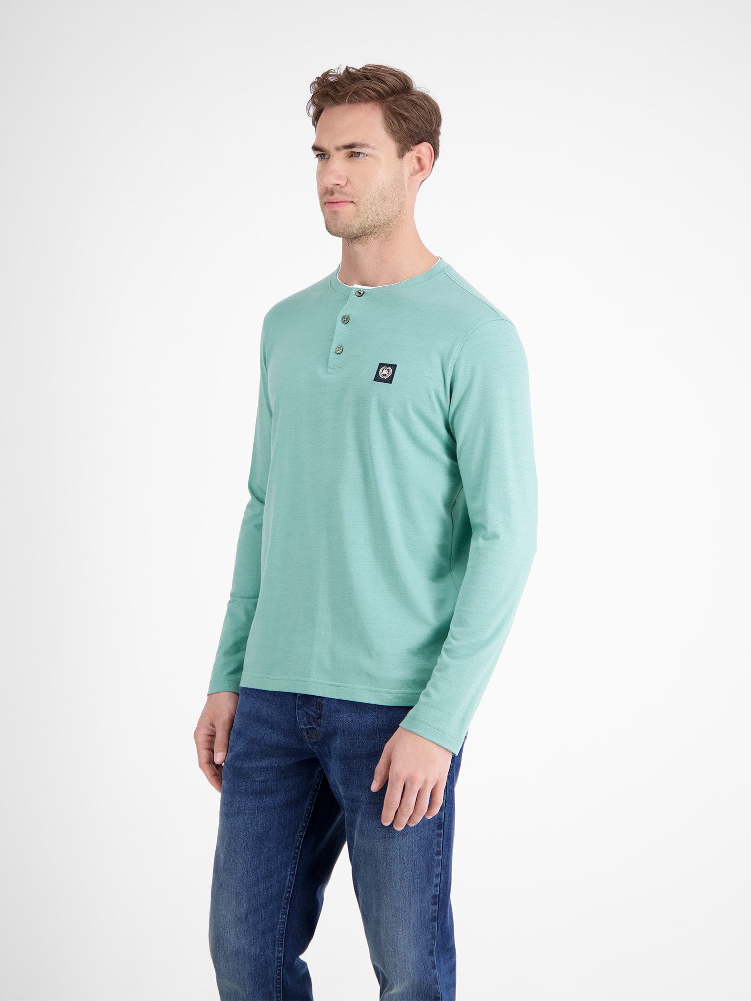 Lerros Sweatshirt LERROS Serafino-shirt met lange mouwen voor heren
