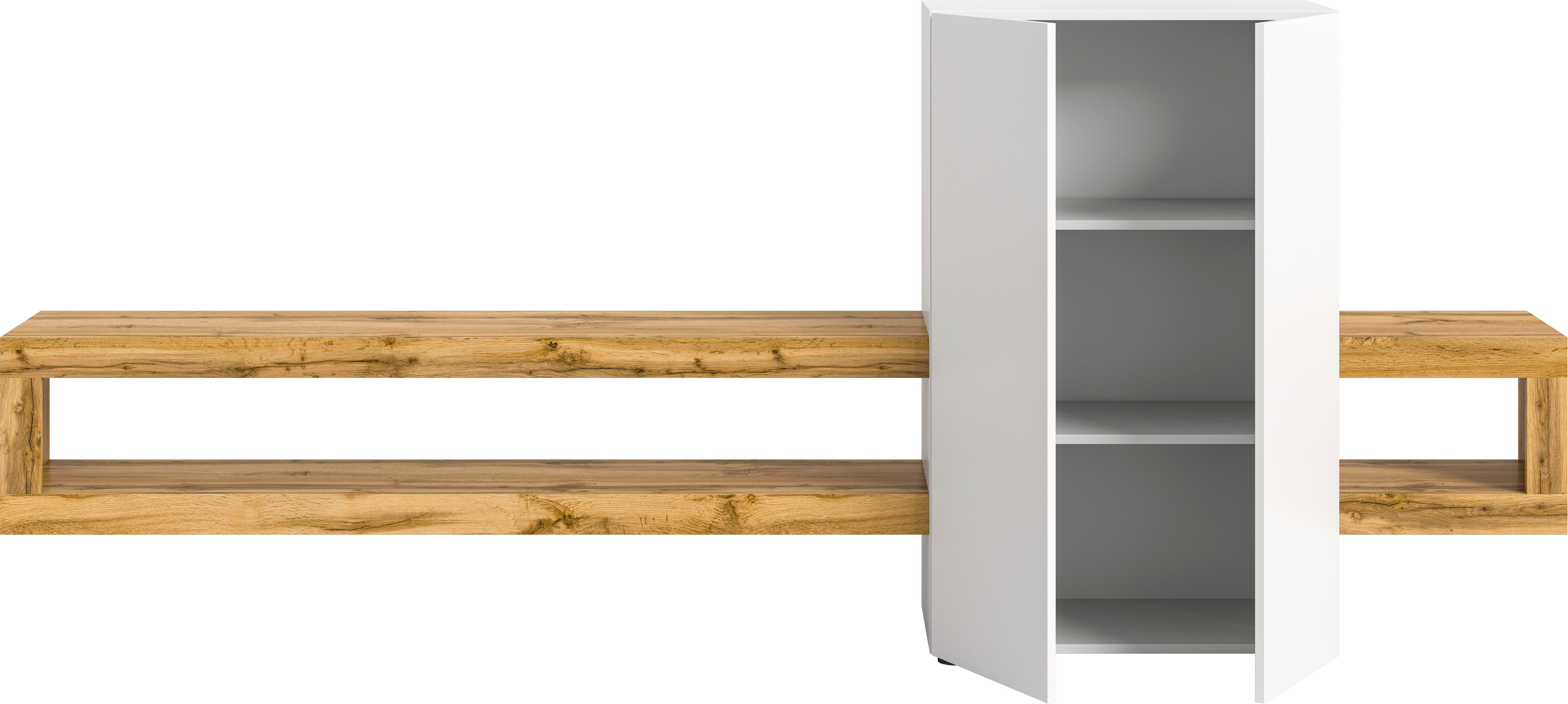 INOSIGN Wandmeubel Zolder, breedte 270 cm, push-to-open, 2 deuren, 2 legplanken 2 open vakken, tv-wand, media-meubels, tv-meubels, woonkamermeubels (2-delig)