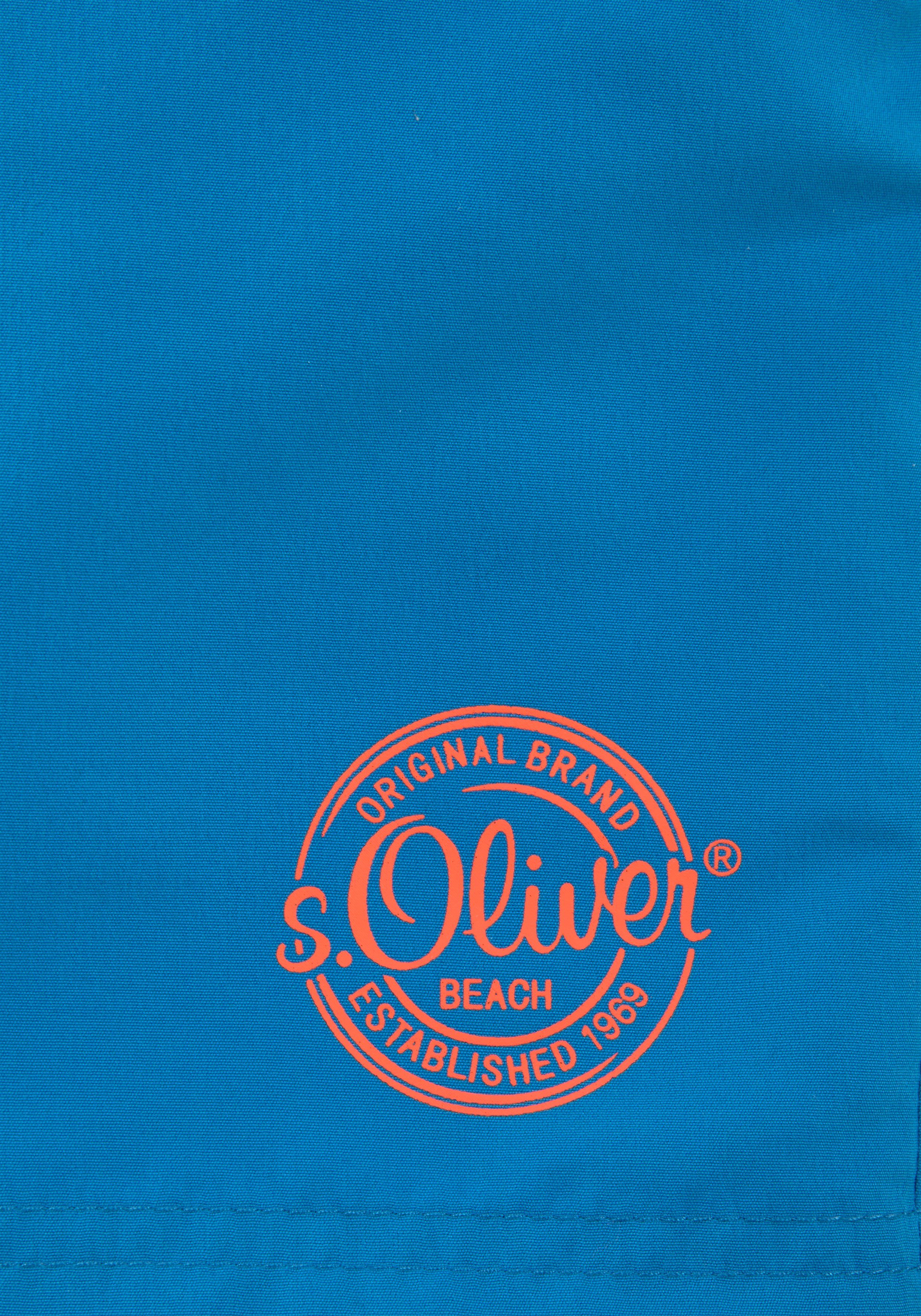 s.Oliver RED LABEL Beachwear Zwemshort met logoprint opzij