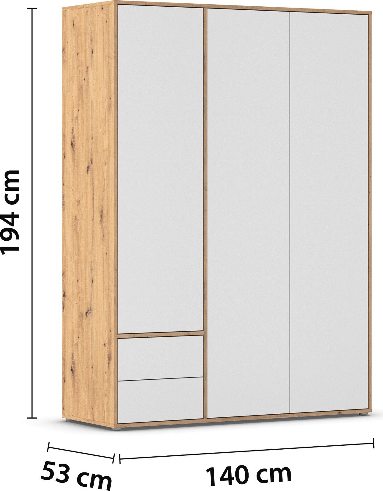 rauch Draaideurkast Kledingkast Kast Garderobe Wasmand NABILA veel Opbergruimte met 2 lades en push-to-open functie topseller made in germany