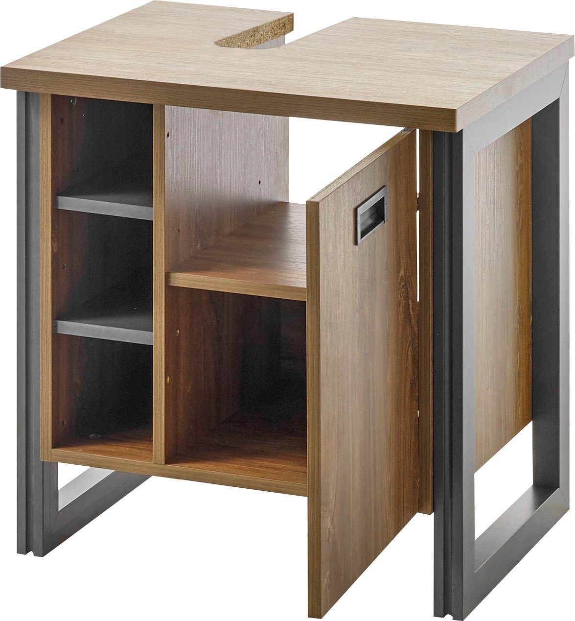 Home affaire Wastafelonderkast Detroit, Waschtisch mit Apothekergriff, Badschrank im Industrialdesign Breedte 61 cm