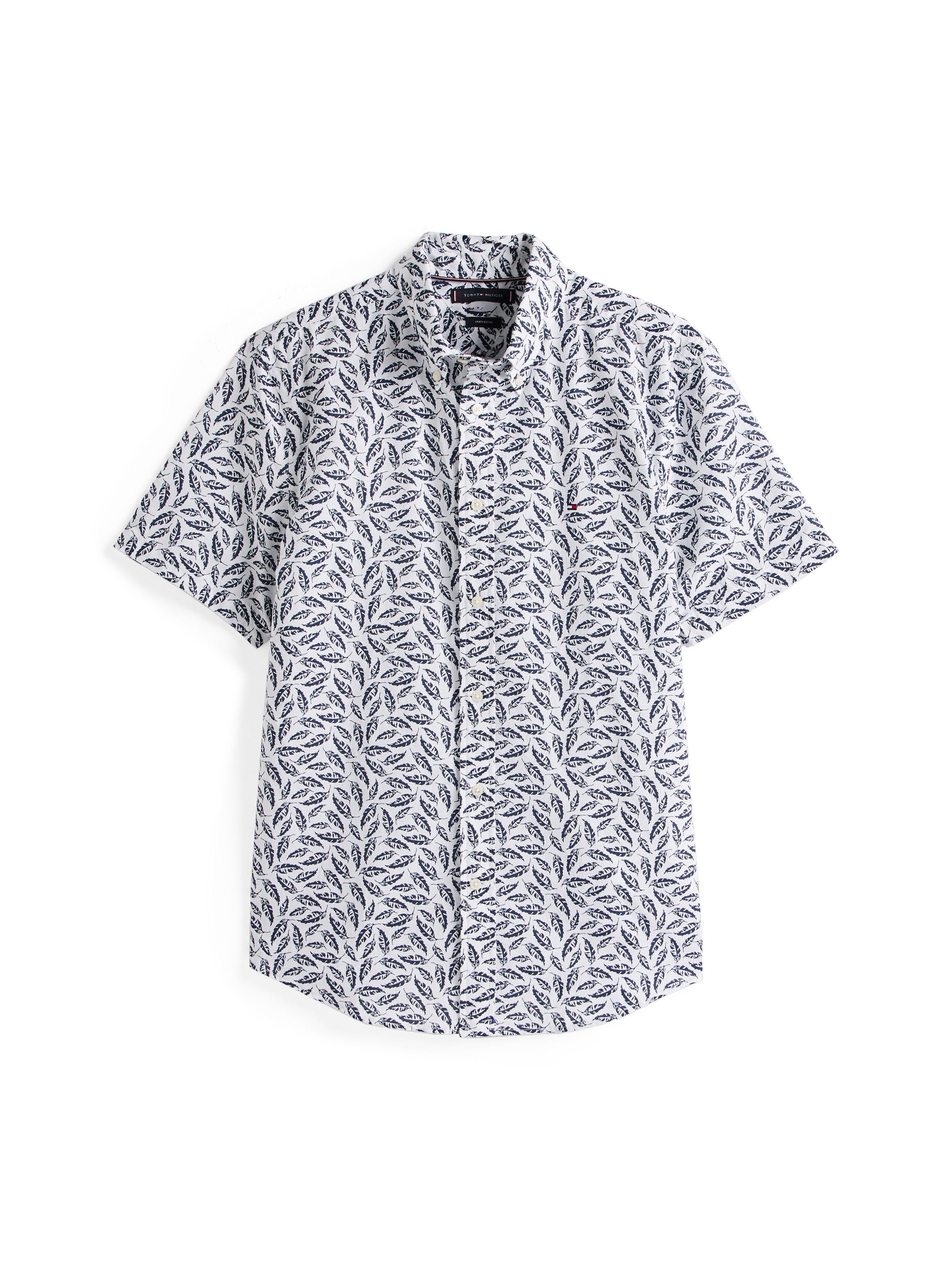 Tommy Hilfiger Overhemd met korte mouwen LINEN BLEND PRINT S/S RF SHIRT modieuze print, met linnen aandeel