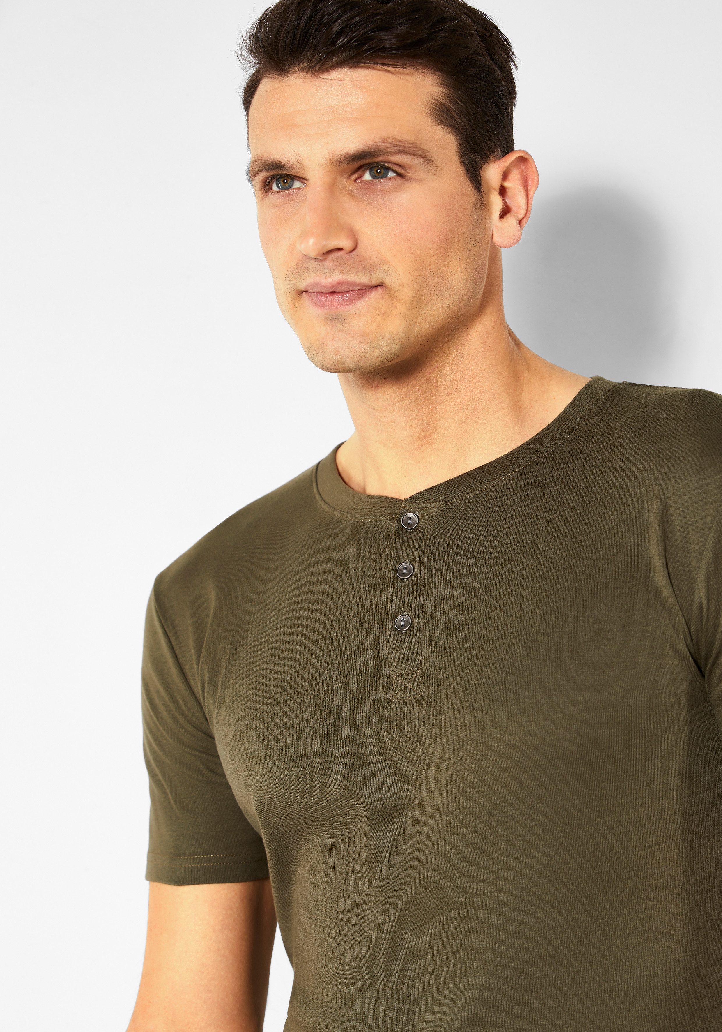 H.I.S T-shirt met een verfijnde knoopsluiting, perfect als onderhemd (set)