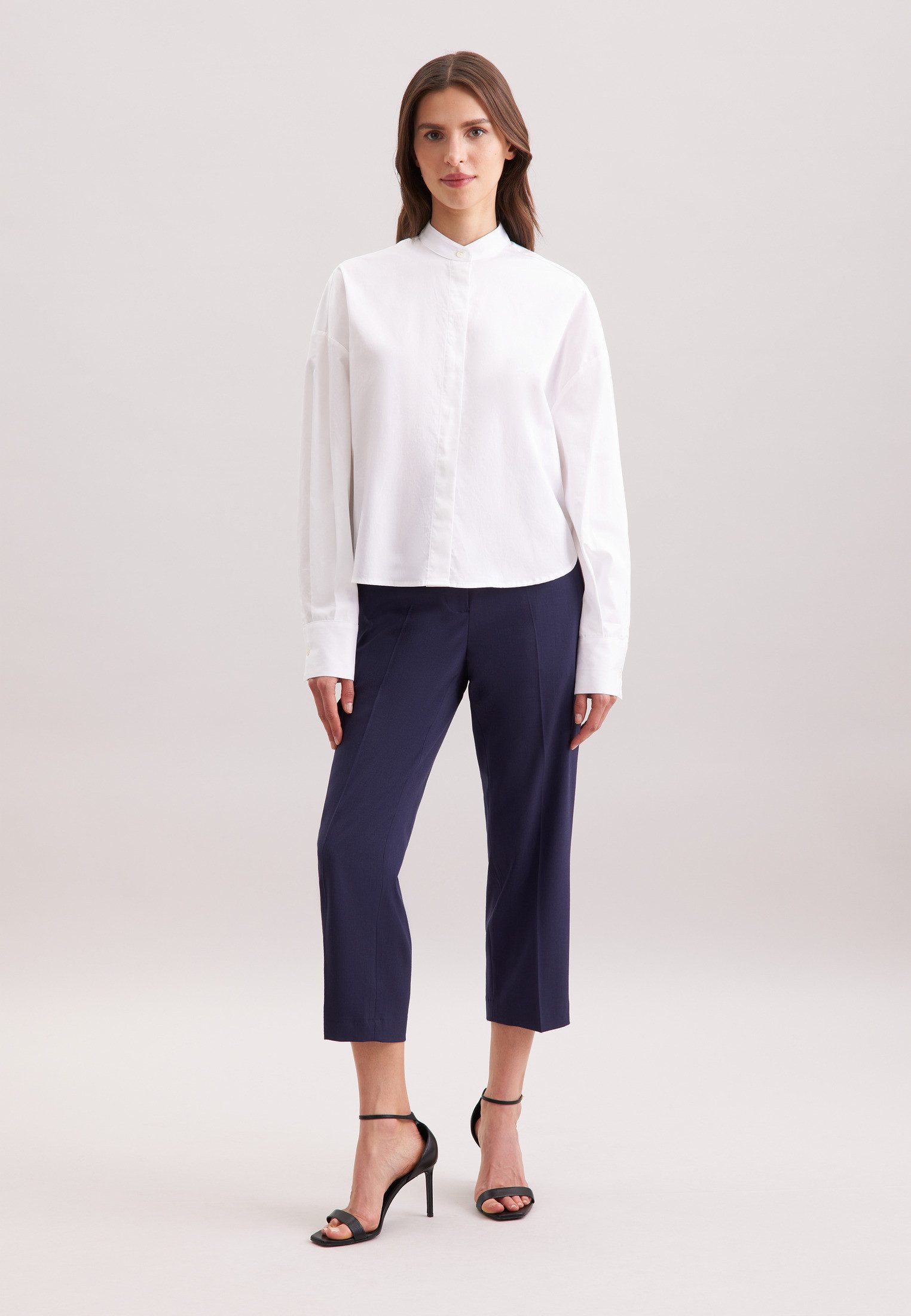 seidensticker Klassieke blouse Zwarte roos 1/1 ronde hals uni