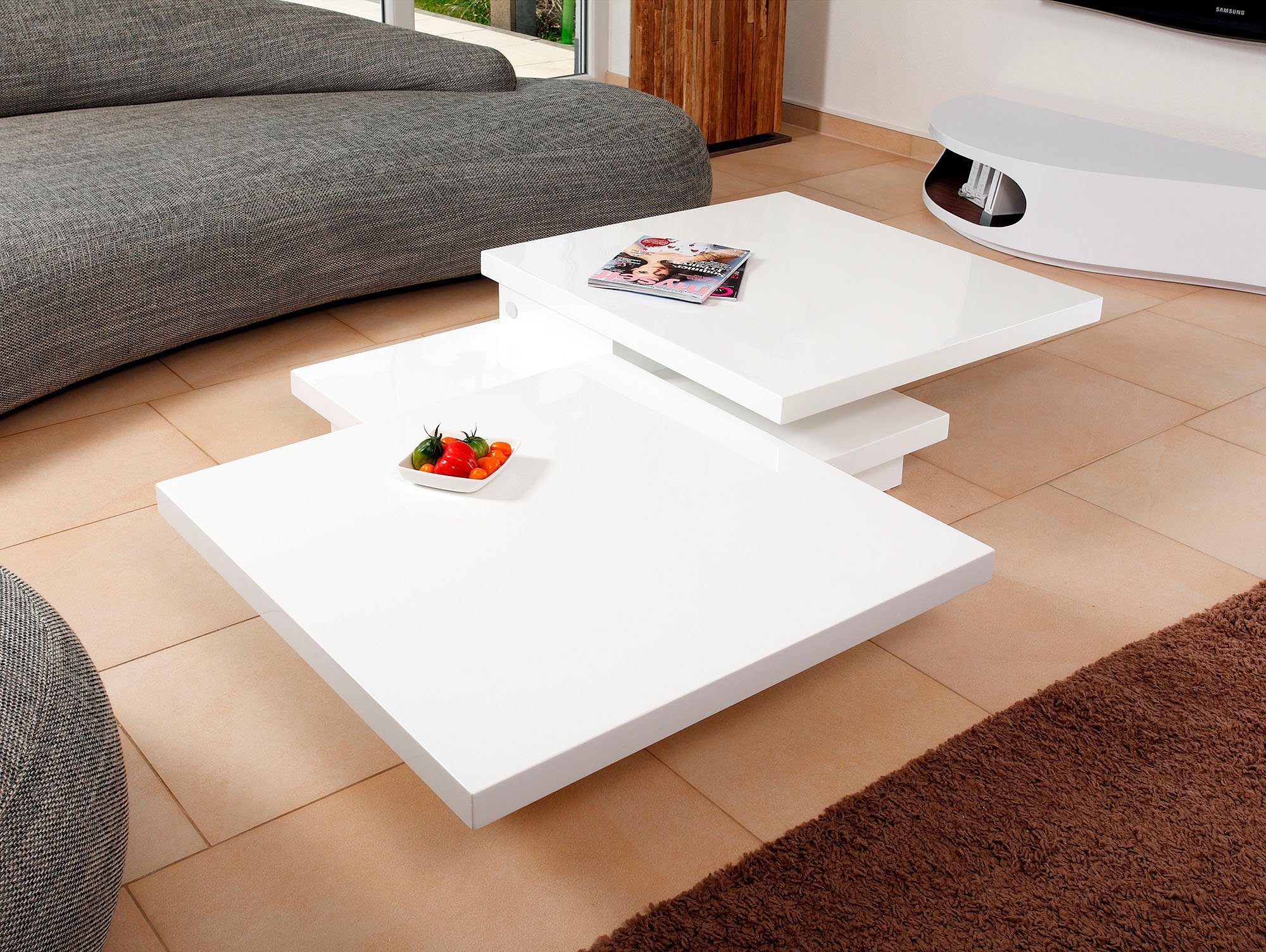 SalesFever Salontafel Draaibaar tafelblad om 360° salontafels wit