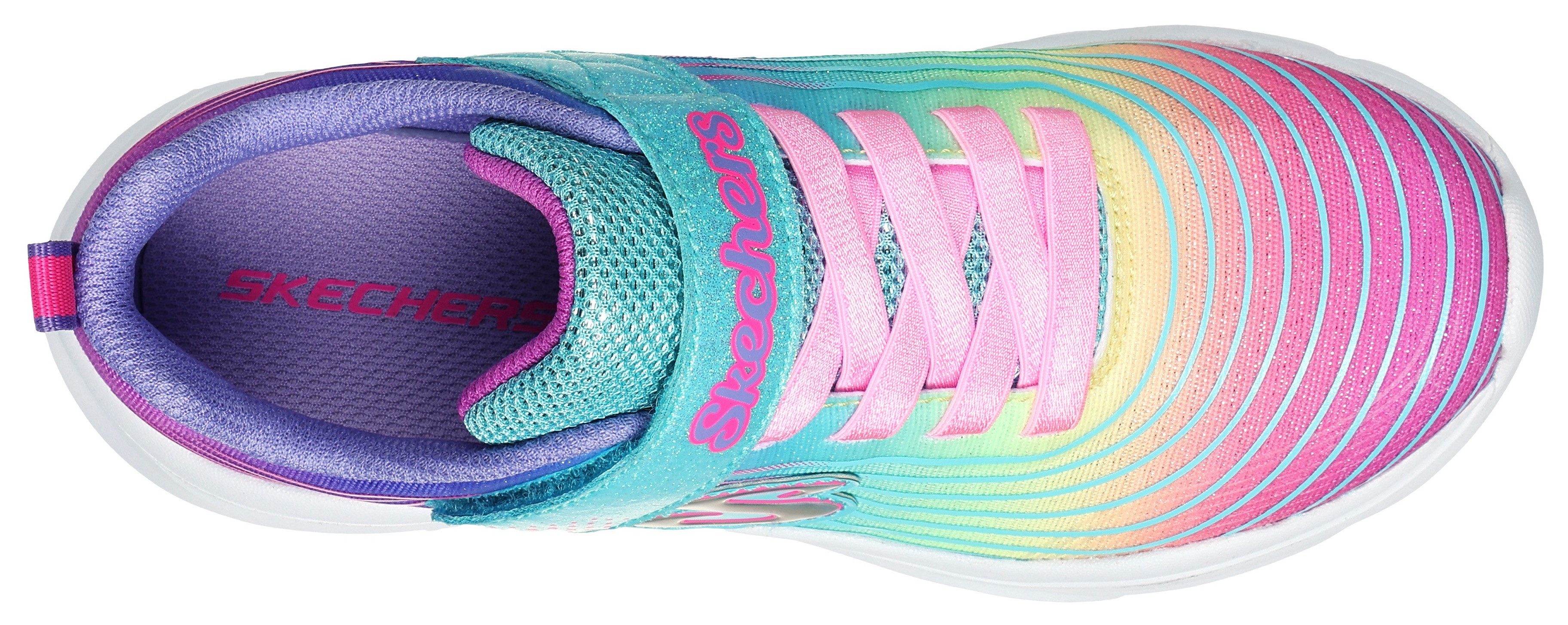 Skechers Sneakers POWER JAMS - PASTEL SPEED slip-on sneaker, klittenbandschoen met regenboog kleurverloop en glitter