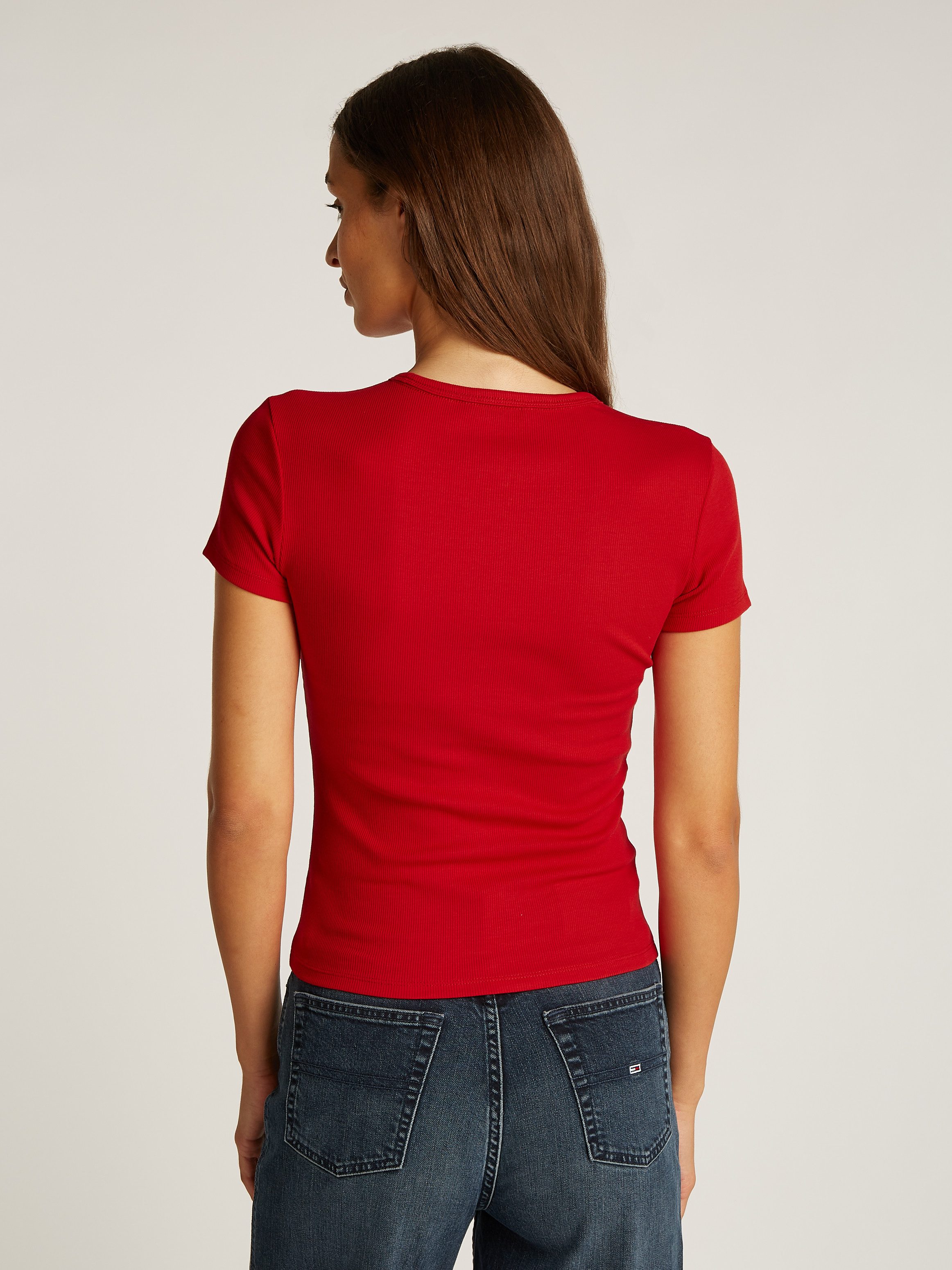 TOMMY JEANS T-shirt Slim Essential Rib Shirt Rippshirt Rundhalsshirt