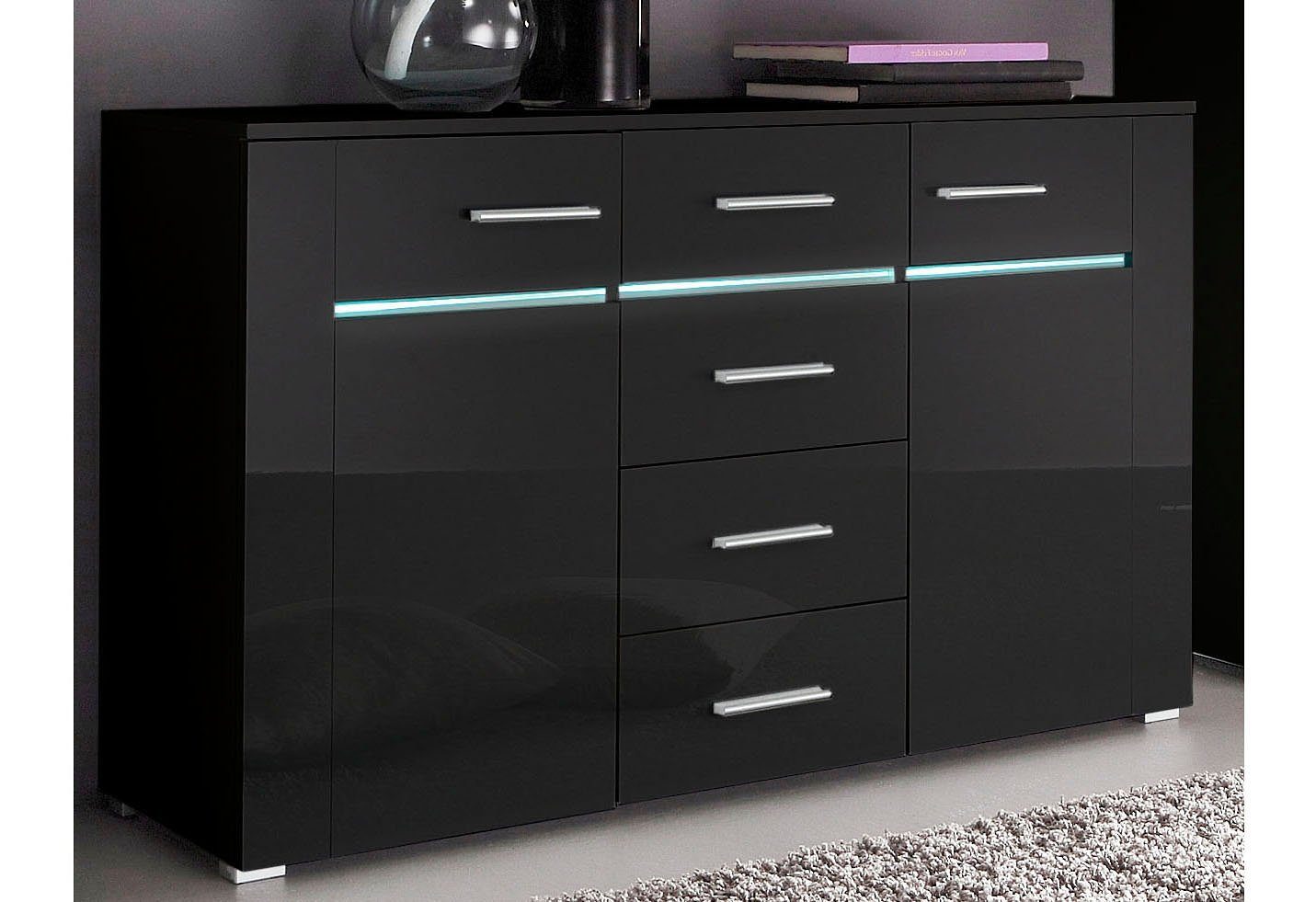 Höltkemeyer Dressoir Flame Breedte 130 cm dressoirs zwart