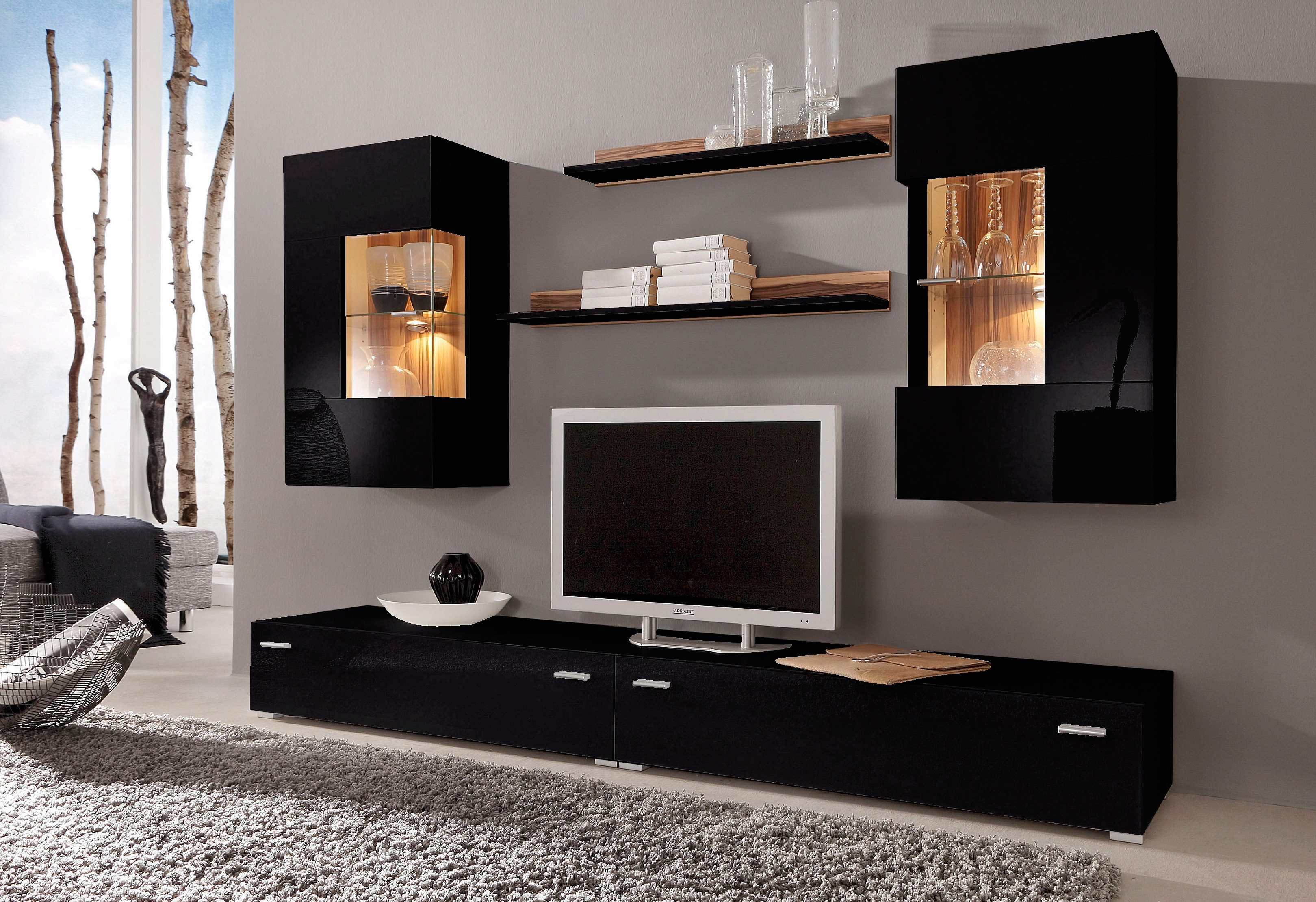 Höltkemeyer Wandmeubel Happy (set, 6-delig) tv-wandmeubels zwart