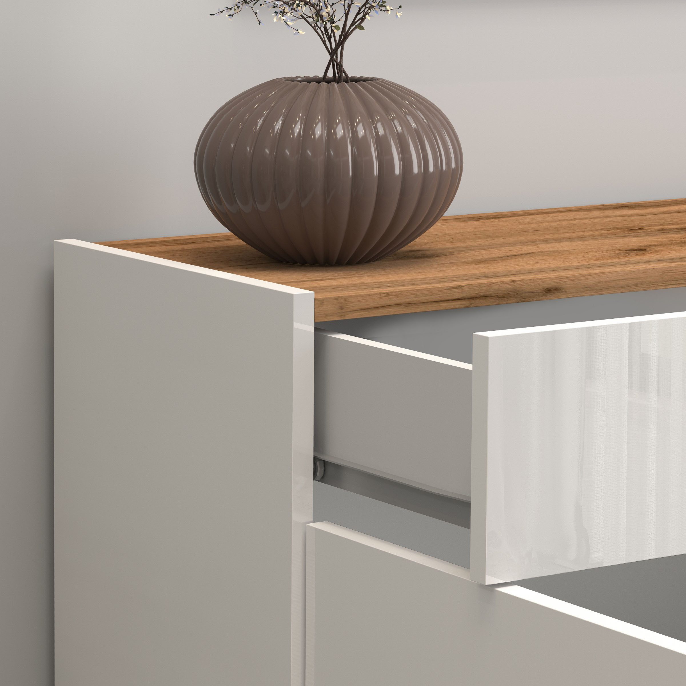 INOSIGN Dressoir Garda, Ladekast, Kast, Buffet 2 deuren, 1 lade, greeploos breedte 80,9 cm