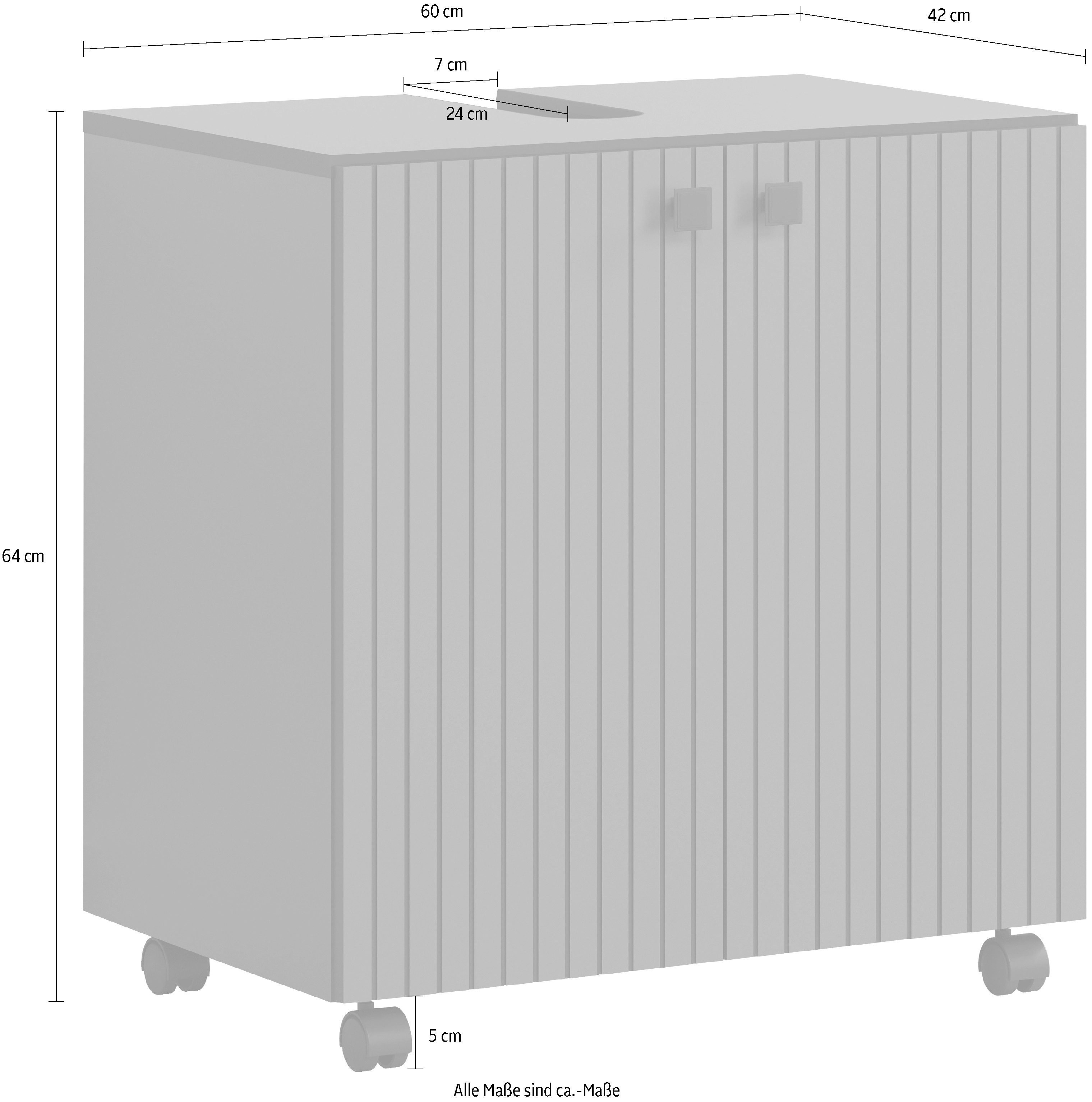 welltime Wastafelonderkast Amrum BxHxD 80 x 64 x 42 cm wastafelonderkast eiken rillen-look (1 stuk)