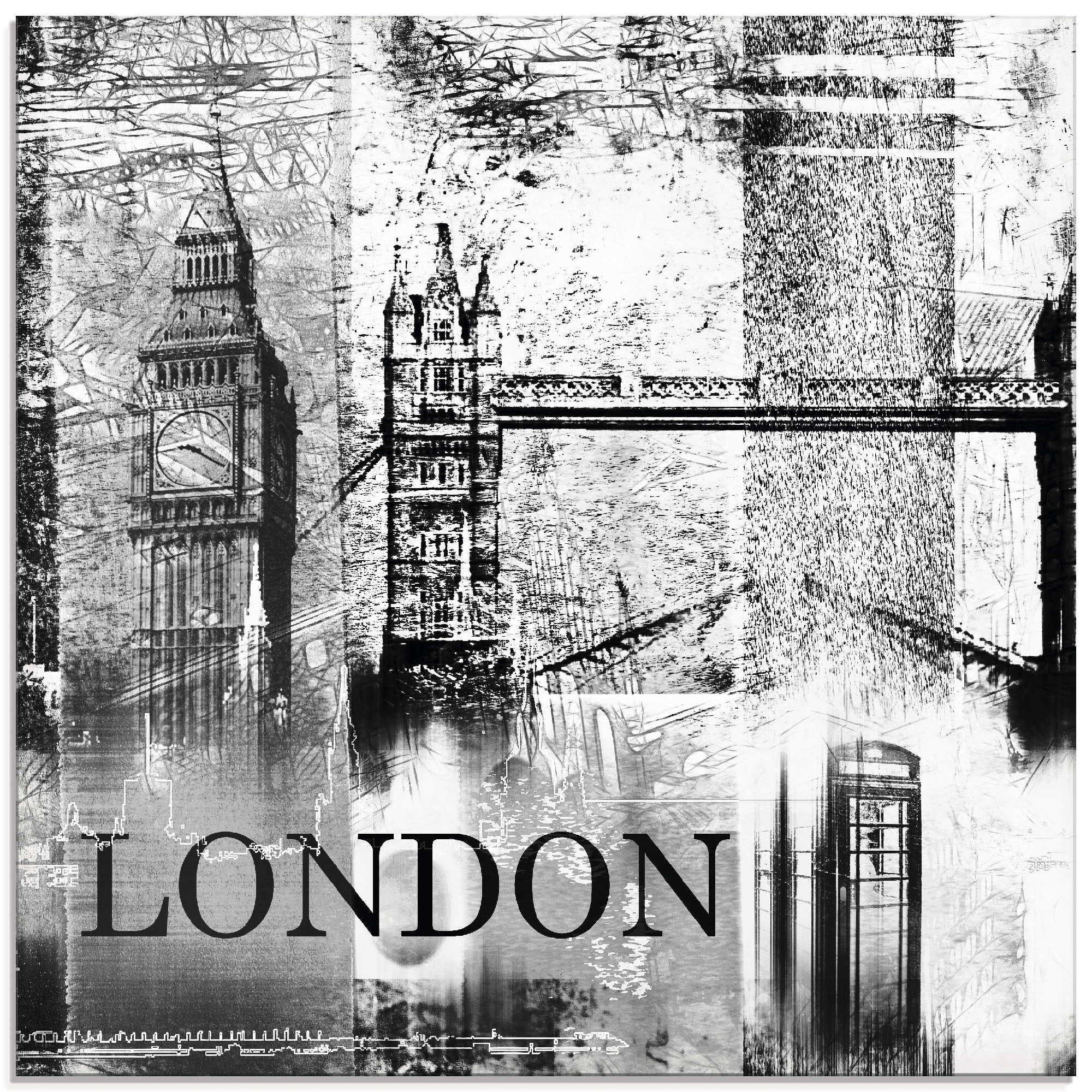 Artland Print op glas Londen Skyline abstracte collage 04 (1 stuk)