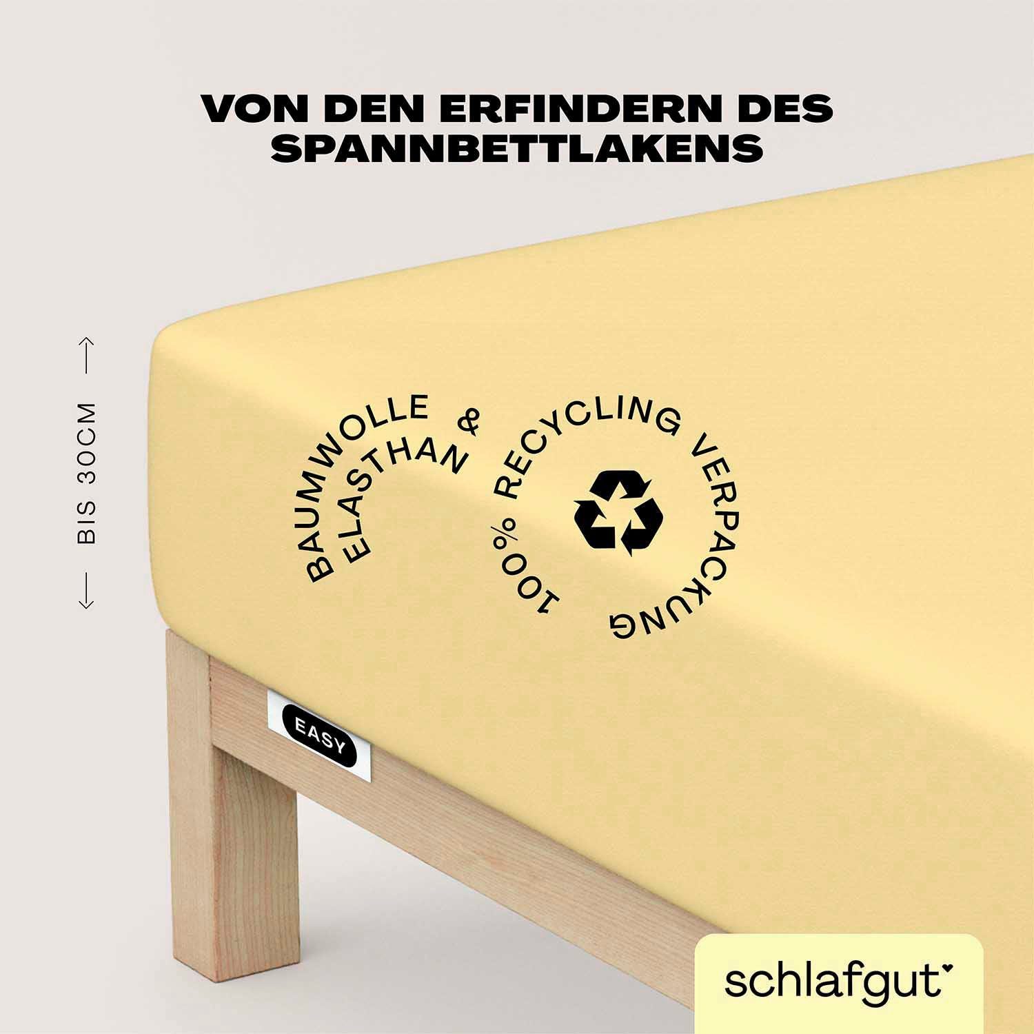 Schlafgut Hoeslaken EASY jersey elastaan MADE IN GREEN by OEKO-TEX (1 stuk) hoeslakens geel
