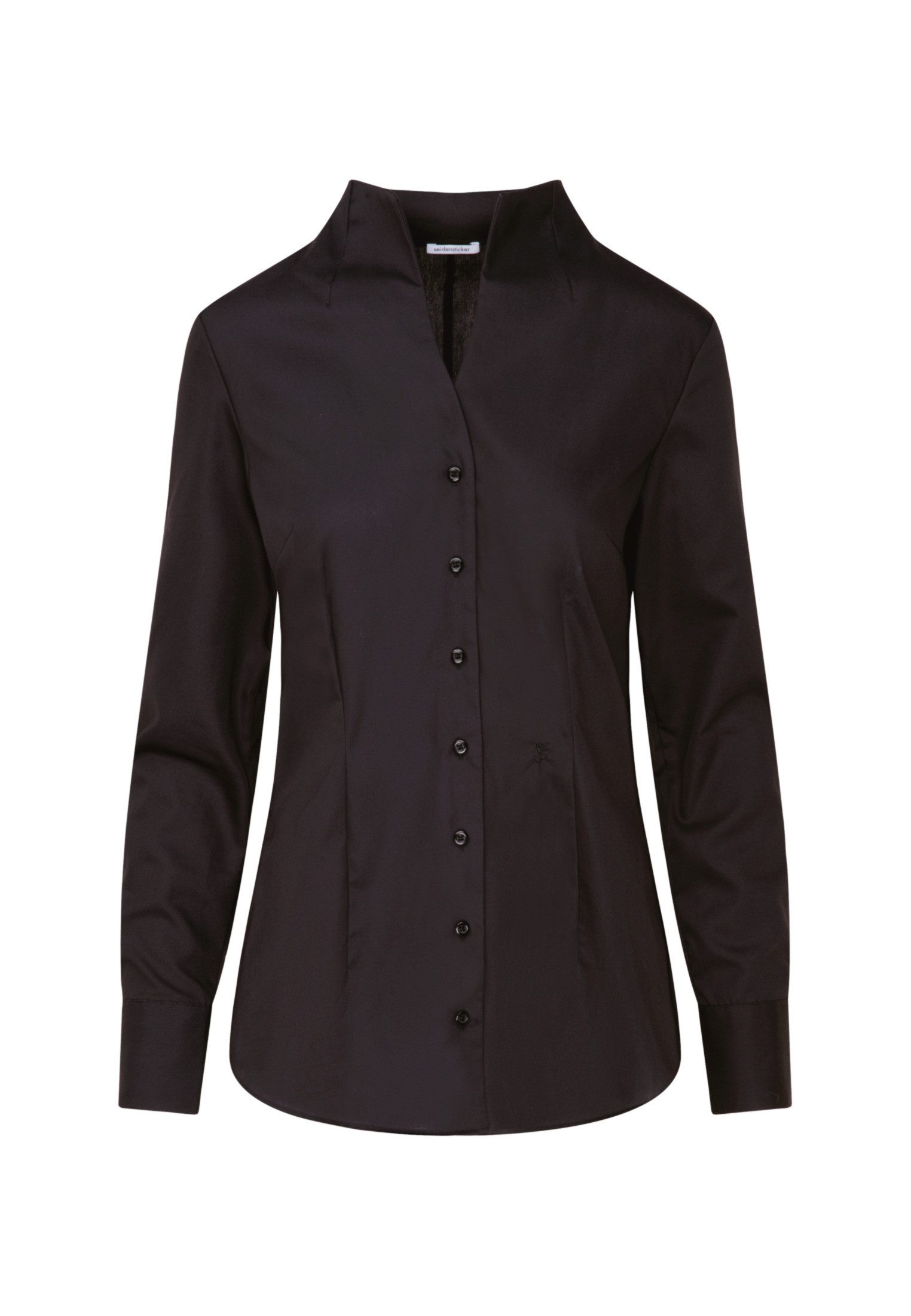 seidensticker Klassieke blouse Zwarte roos Lange mouwen kraag uni