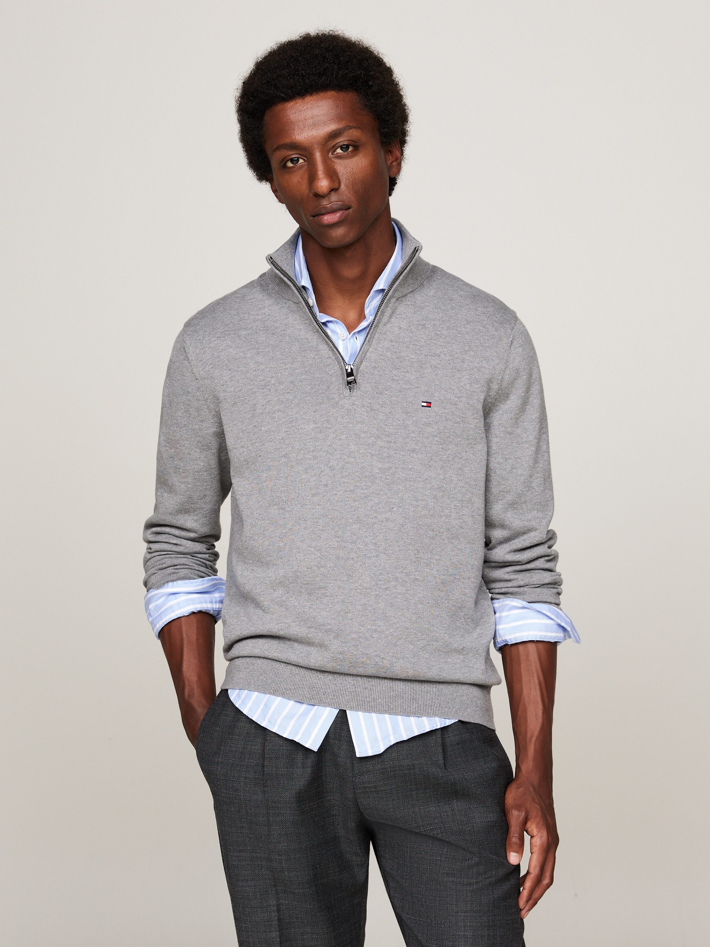 Tommy Hilfiger Schipperstrui ESSENTIAL COTTON ZIP MOCK