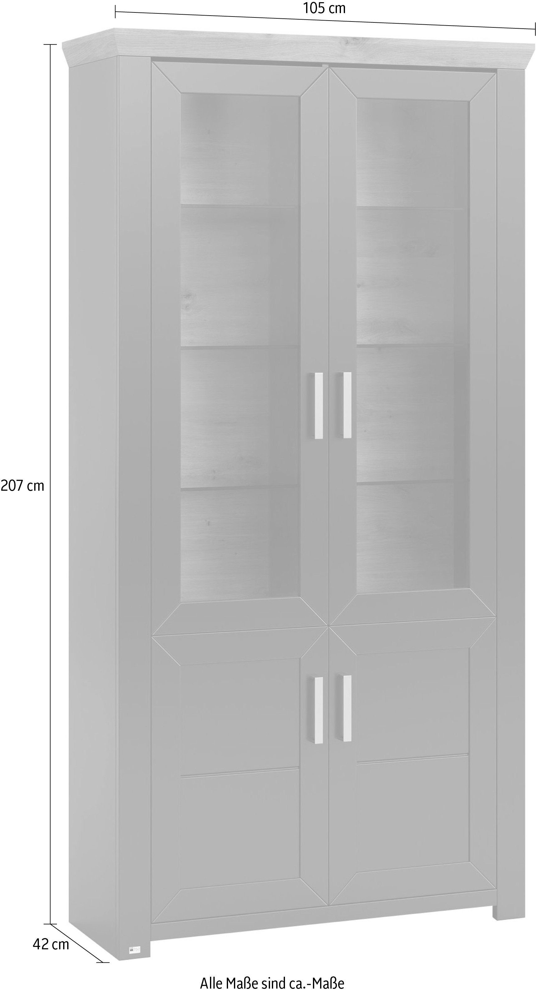 set one by Musterring Staande vitrinekast York Type 17, met twee glazen deuren, in 3 kleurvarianten, hoogte 207 cm