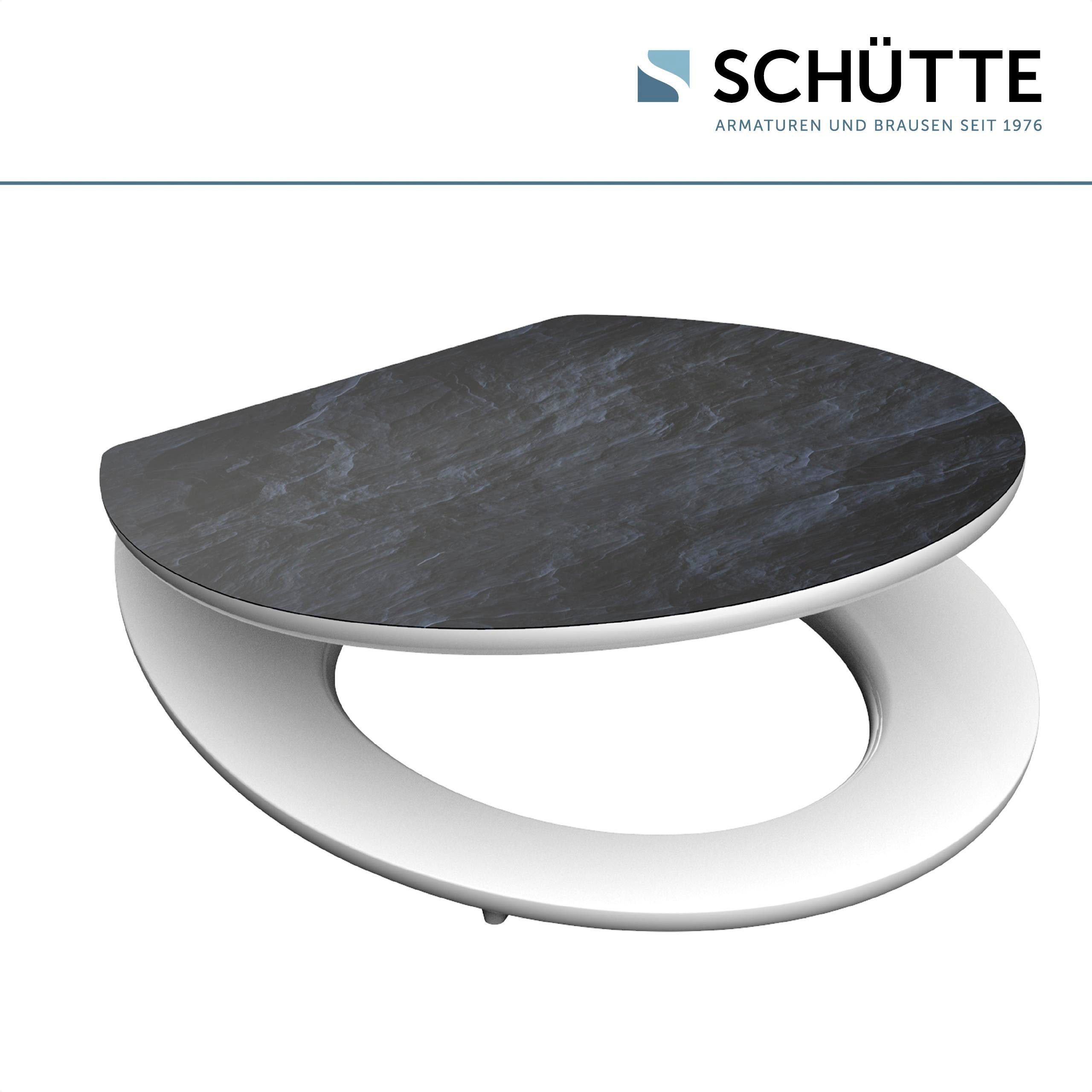 Schütte Toiletzitting Black stone High gloss met houten mdf-kern, met softclosemechanisme