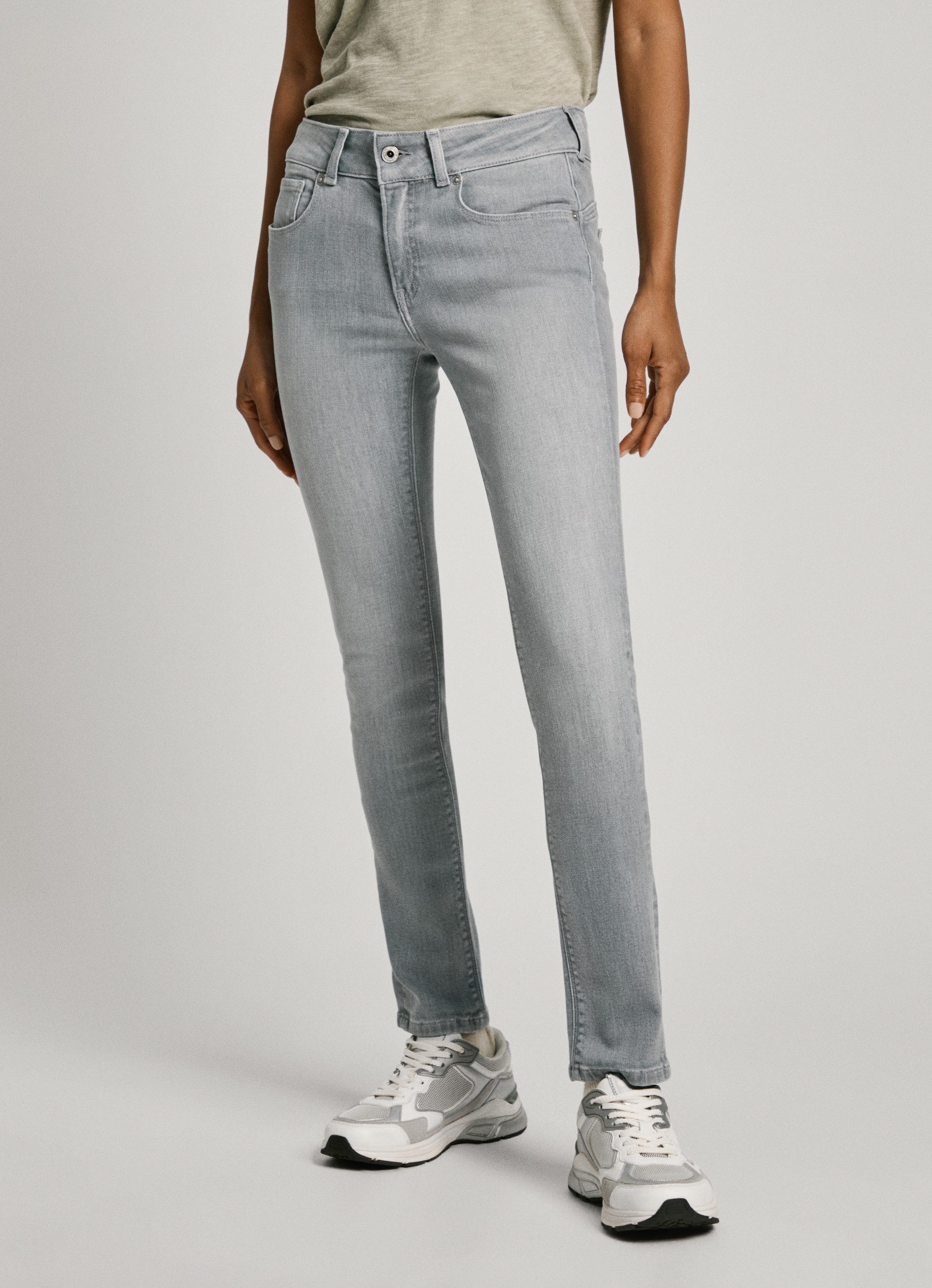 Pepe Jeans Slim Fit Jeans met lage taille Gray Dames