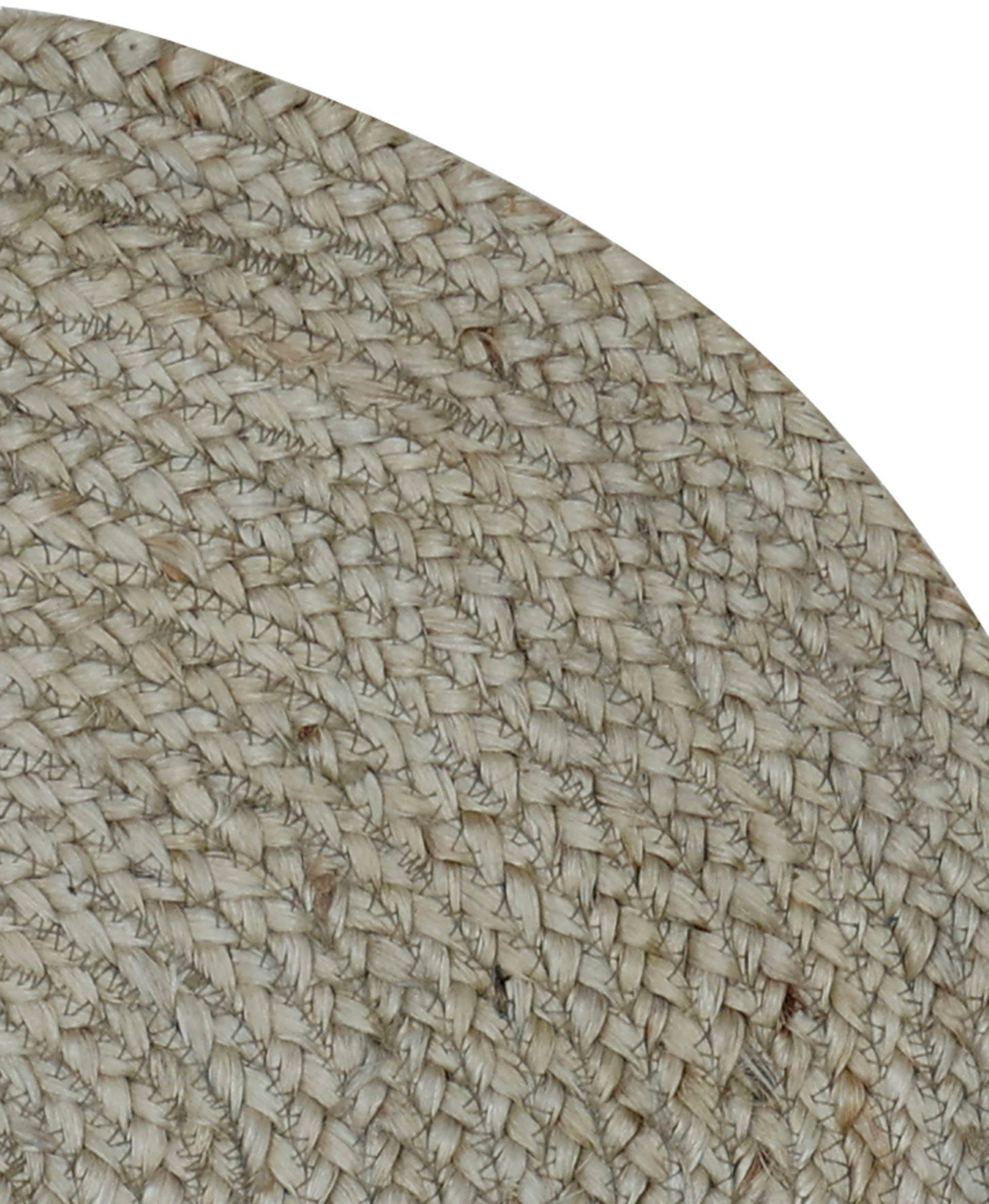carpetfine Vloerkleed Alia Jutetapijt handgeweven van jute, natuur tapijt, speciale vorm blauw, boho stijl, effen