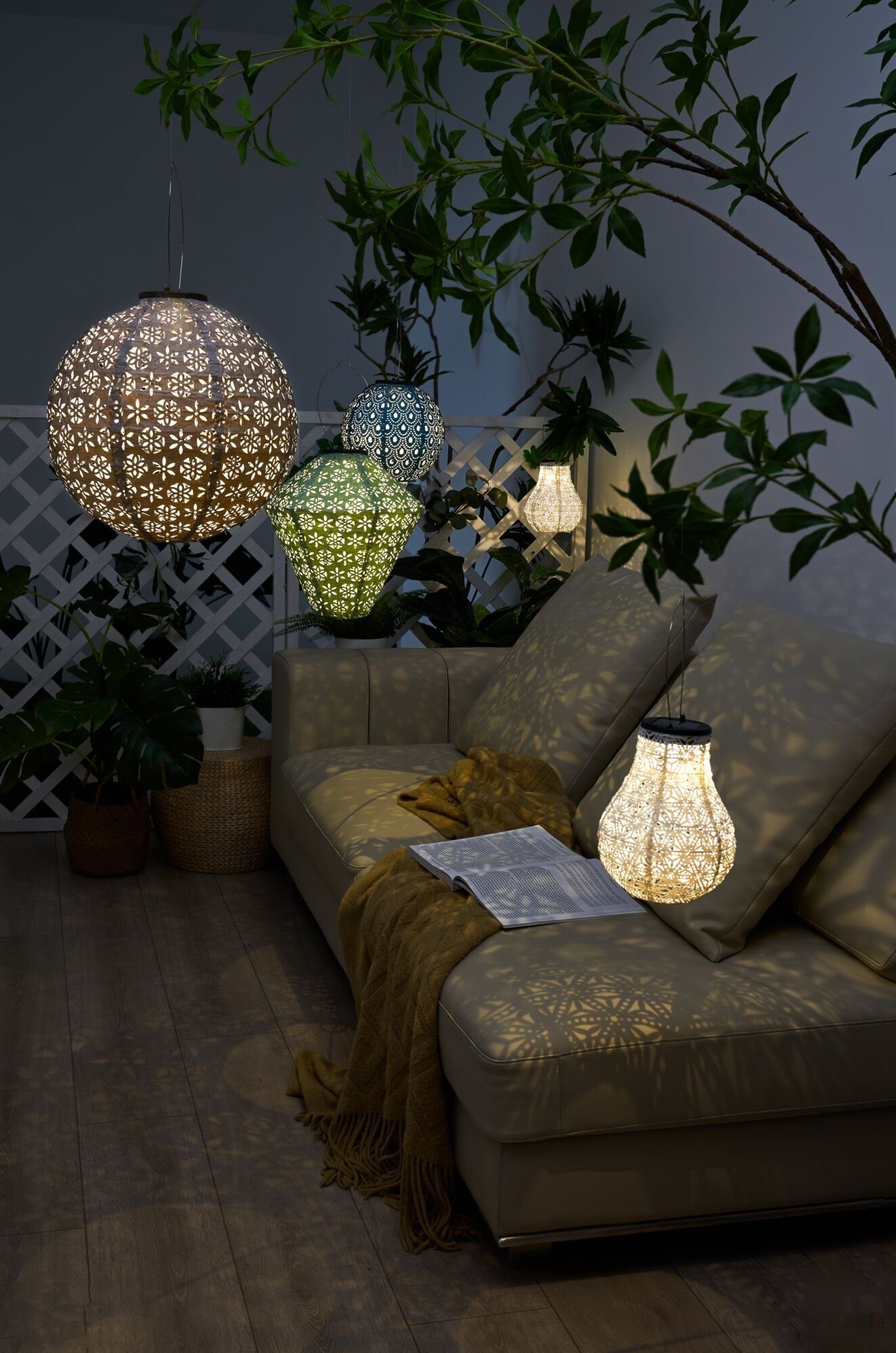 Pauleen Led-solarlamp Sunshine Blaze lampions solar wit Tyvek vlies