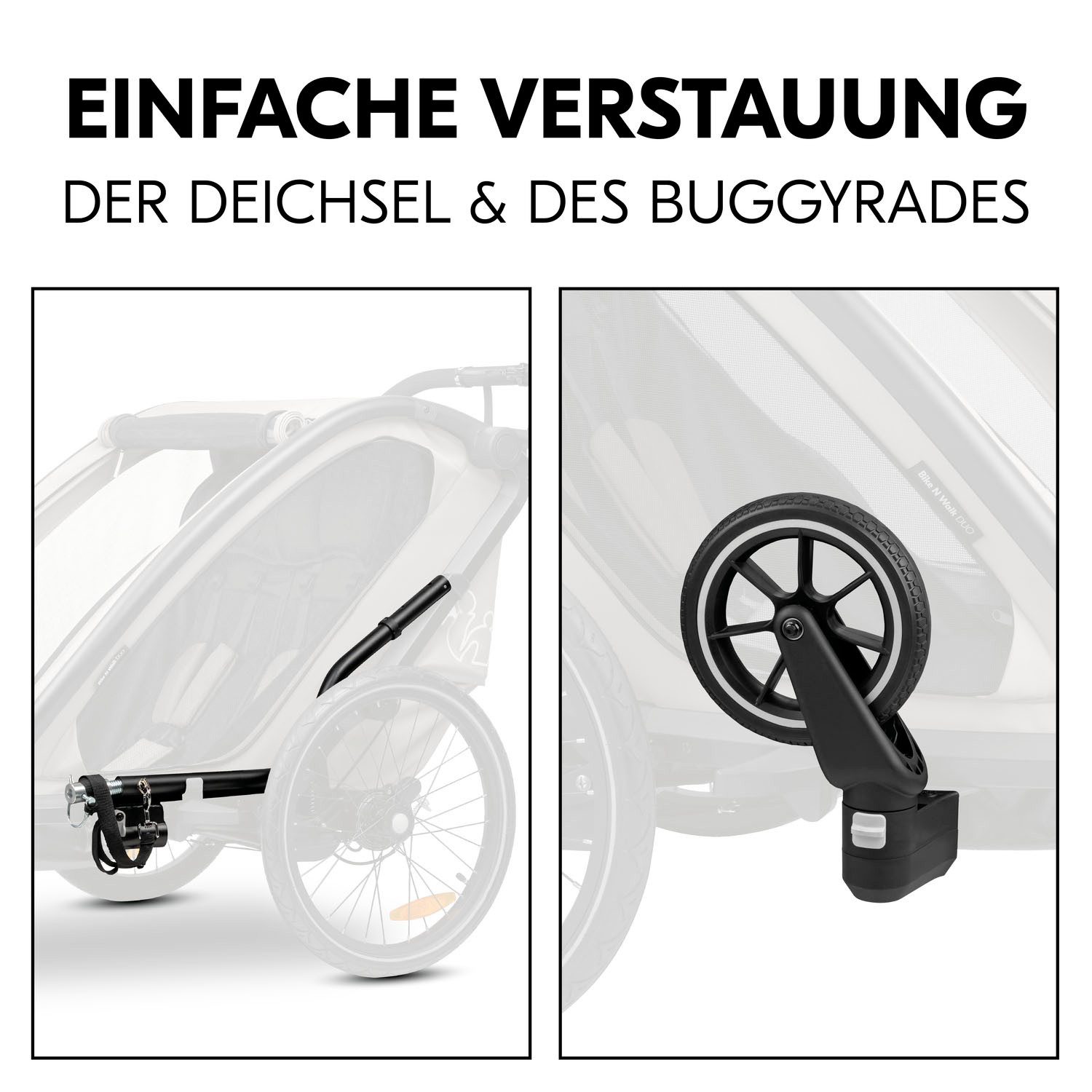 Hauck Kinderen fiets aanhanger Bike N Walk Duo voor 2 kinderen, incl. dissel