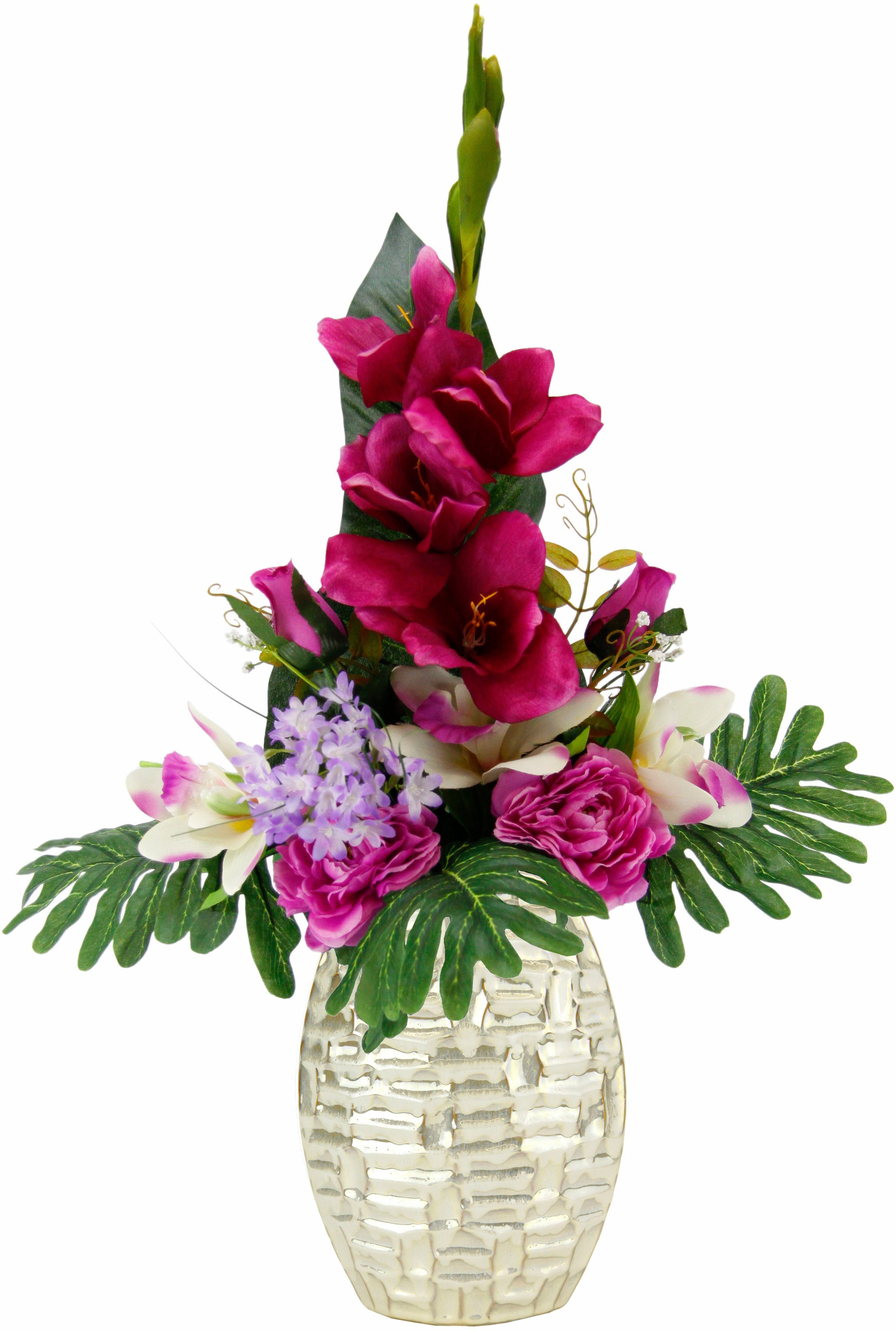 I.GE.A. Kunstplant Arrangement gladiool / rozen in vaas (1 stuk)